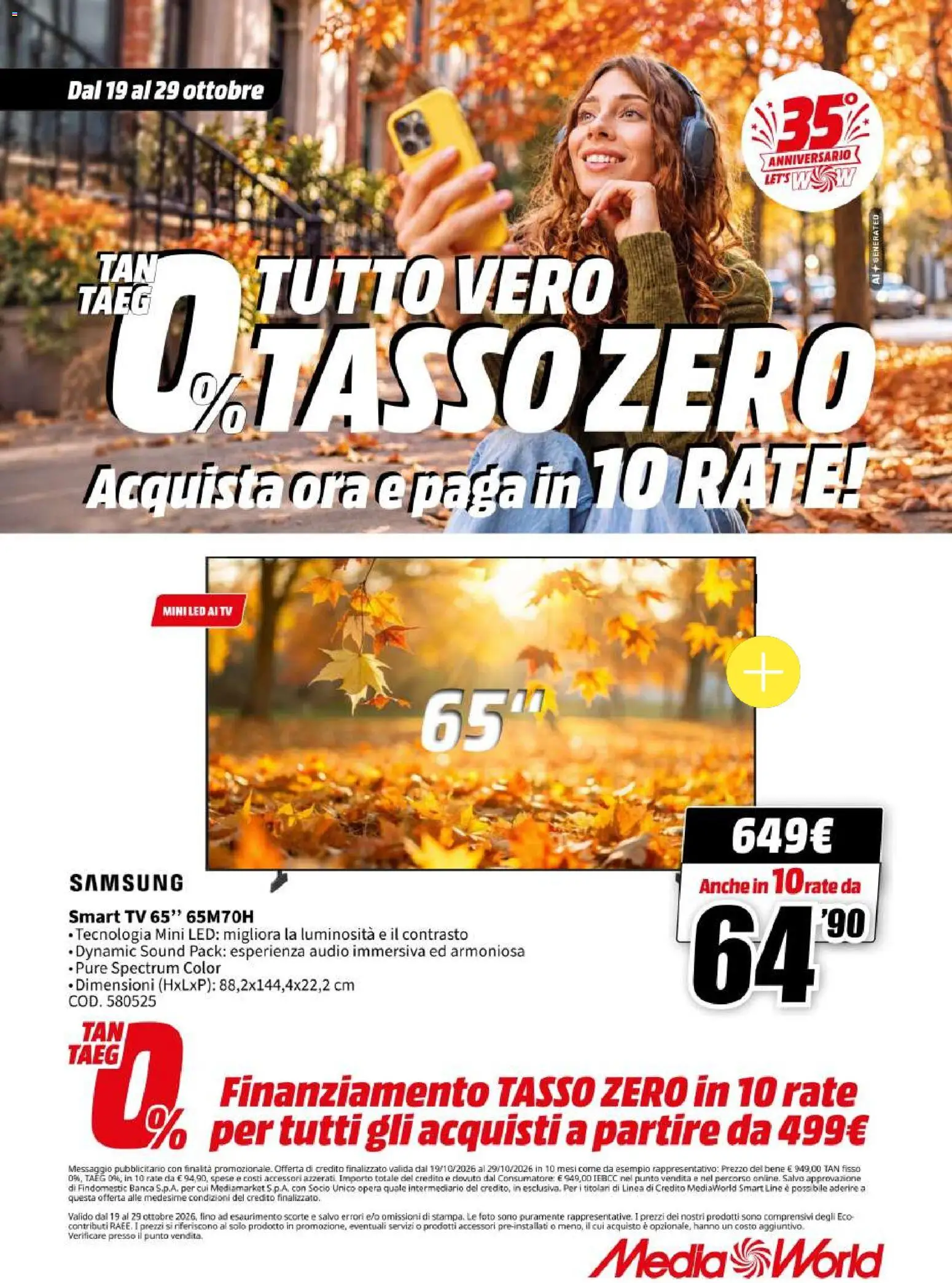 Volantino Media World del 19/10/2026 | Pagina: 44 | Prodotti: smart TV, TV, Audio, Samsung