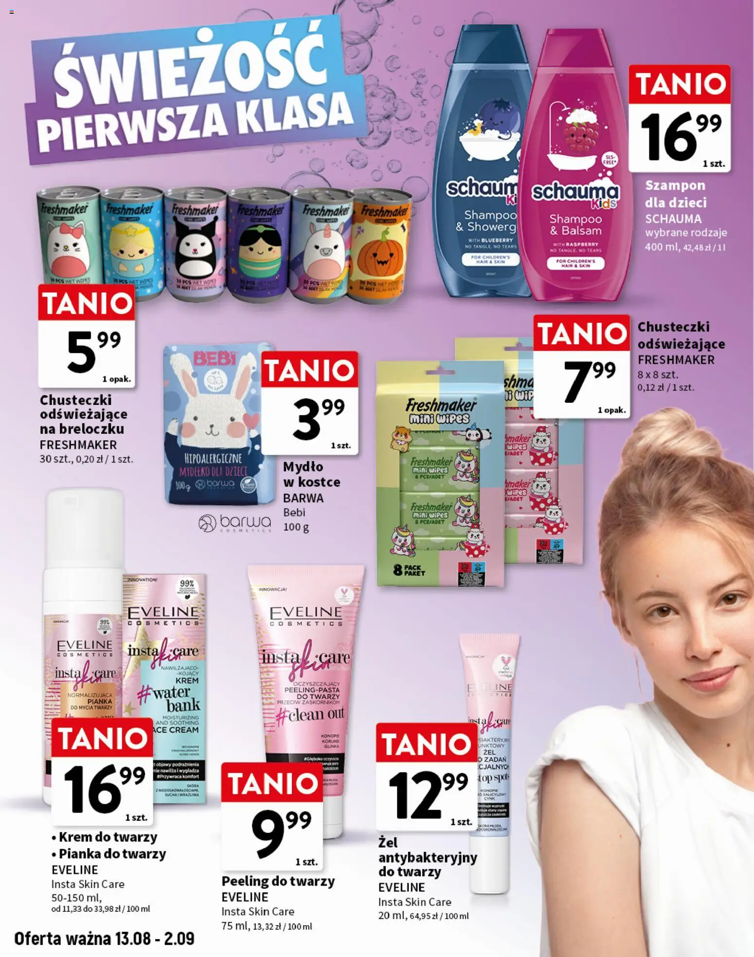 Intermarche gazetka - Świeżość pierwsza klasa od 13.08.2026 | Strona: 2 | Produkty: Chusteczki, Peeling do twarzy, Peeling, Krem do twarzy