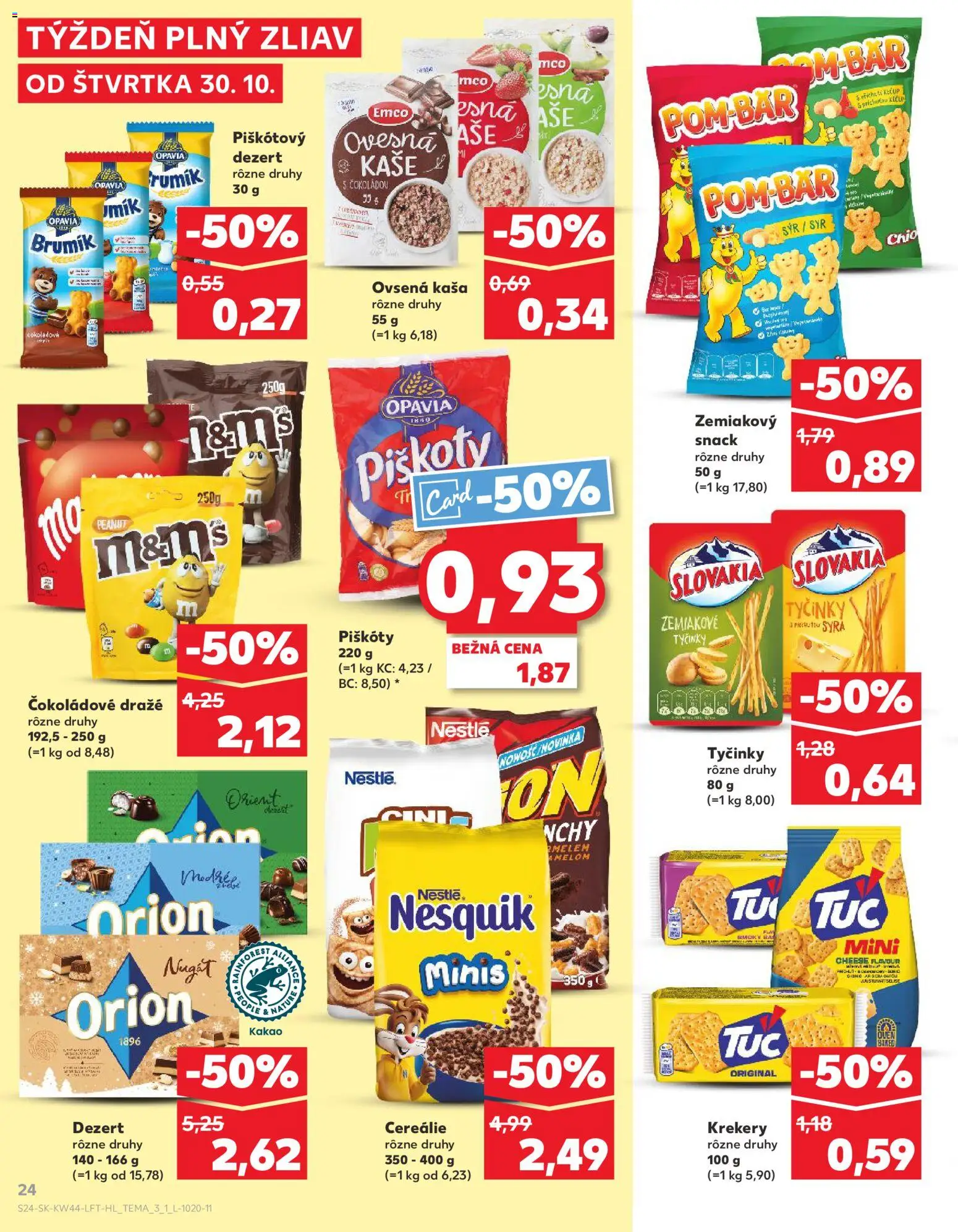 Nové Kaufland akcie – leták je platný od 30.10.2025 | Strana: 24 | Produkty: Syr, Piškóty, Nesquik, Kakao