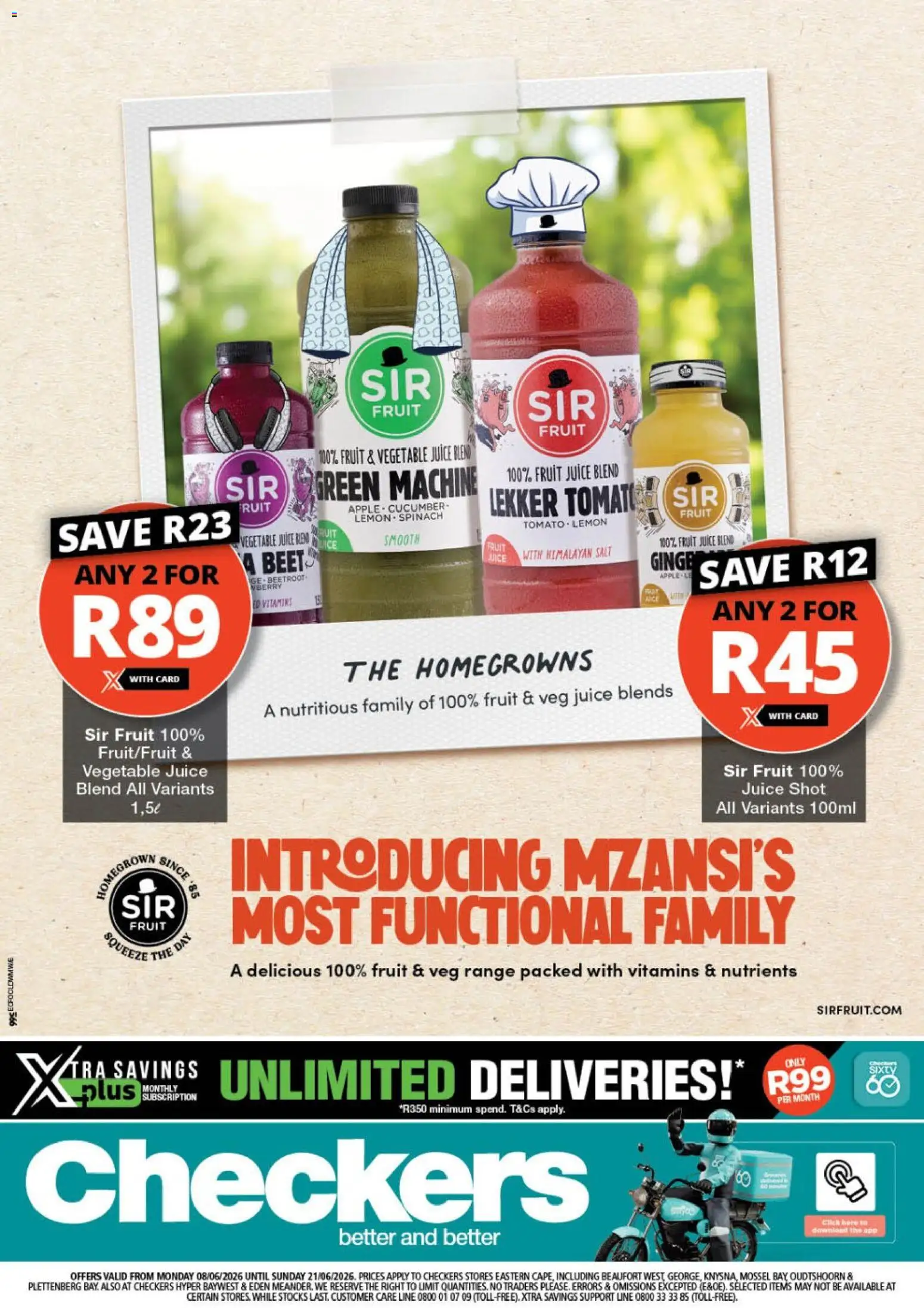 New Checkers catalogue – valid from 08.06.2026 | Page: 1 | Products: Vitamins, Juice, Fruit, Salt