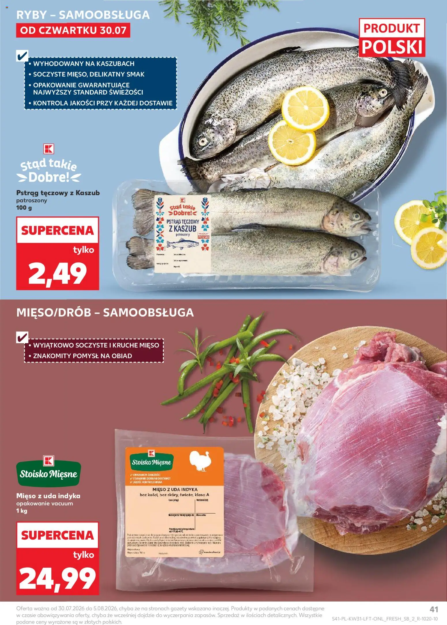 Kaufland gazetka od 30.07.2026 | Strona: 41 | Produkty: Pstrąg tęczowy, Mięso, Gazety, Ryby