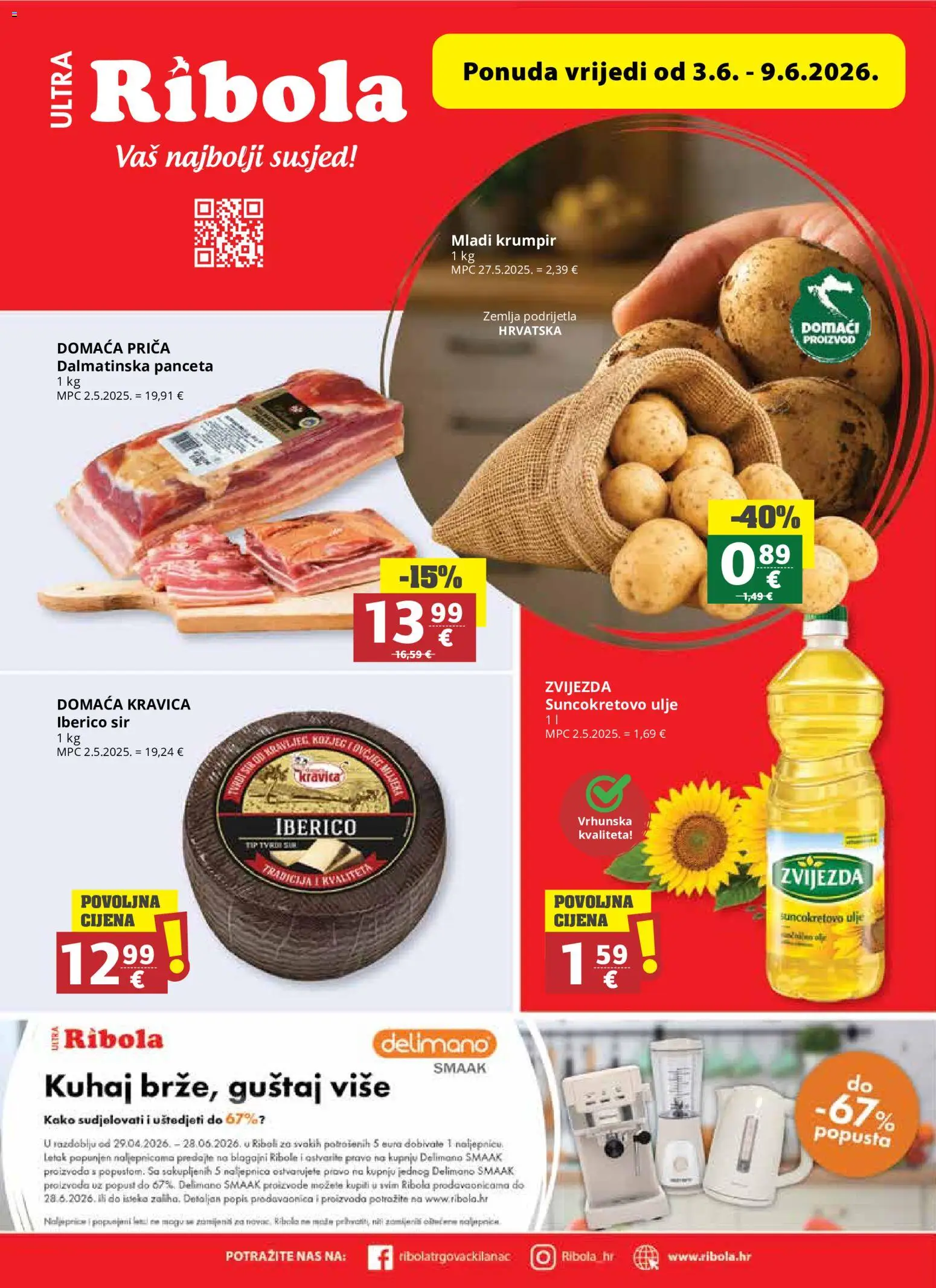 Ultra Gros katalog | vrijedi od 03.06.2026 | Stranica: 1 | Proizvodi: Sir, Krumpir, Delimano, Panceta