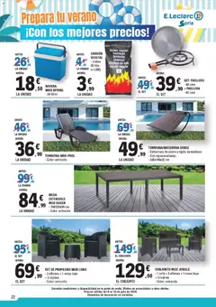 Vista previa E.Leclerc folleto Soria válido desde el 08/07/2026 | Página: 22 | Productos: Mesa extensible, Tumbona, Sofá, Mesa