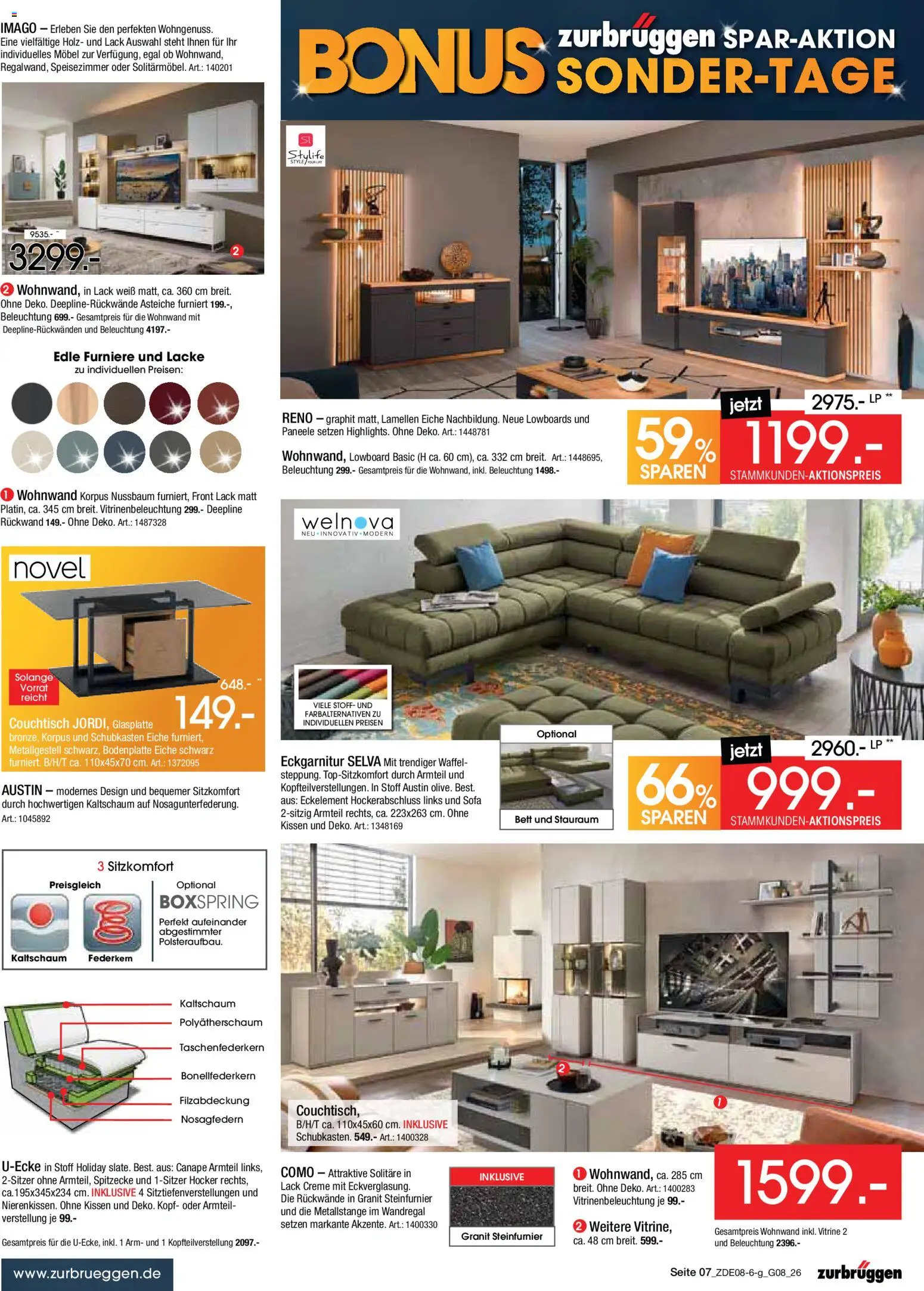 Zurbrüggen Bonus sonder-tage – gültig ab 31.07.2026 | Seite: 7 | Produkte: Hocker, Wandregal, Sofa, Couchtisch