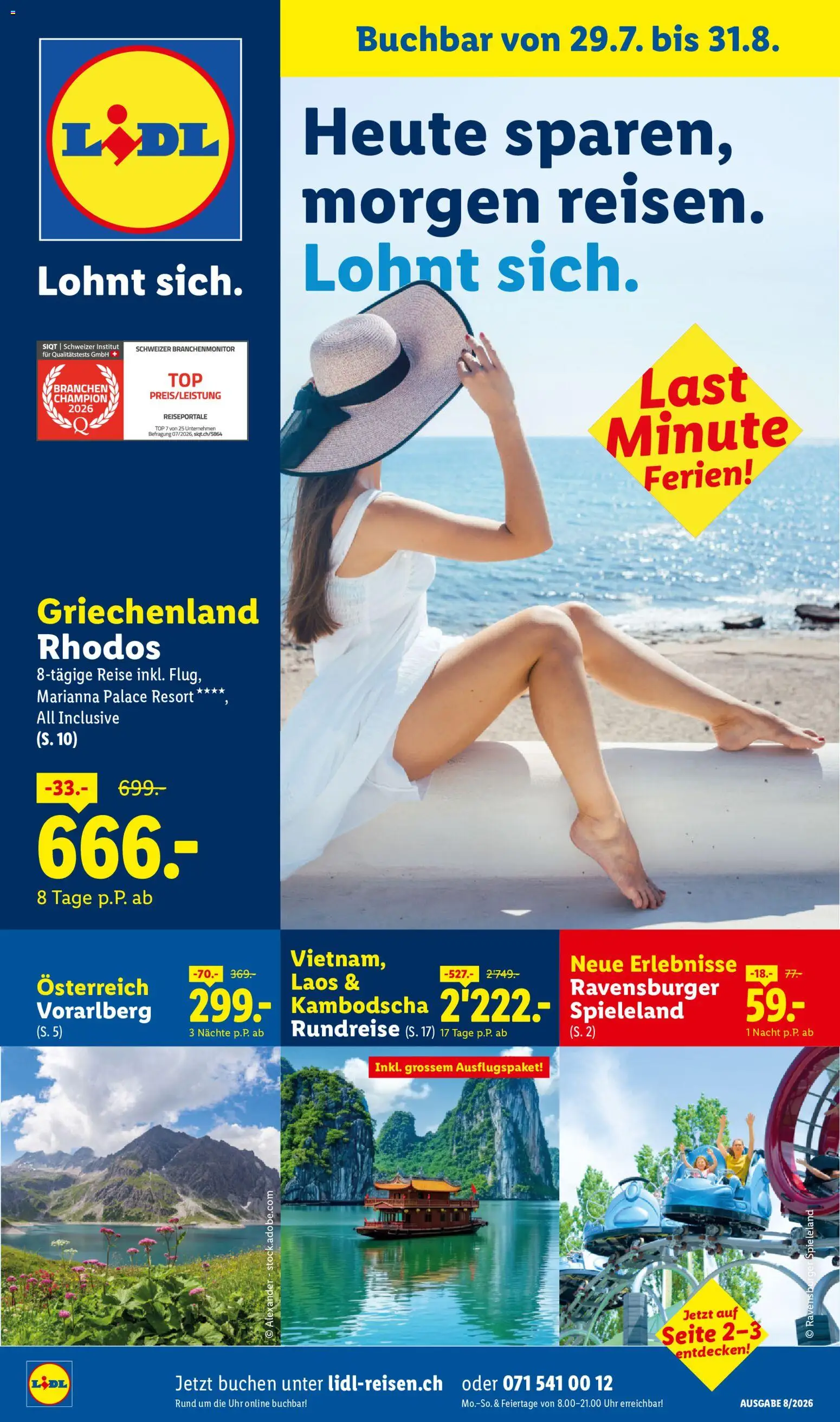 Lidl aktionen Reise-Highlights – gültig ab 29.07.2026 | Seite: 1 | Produkte: Uhr, Top