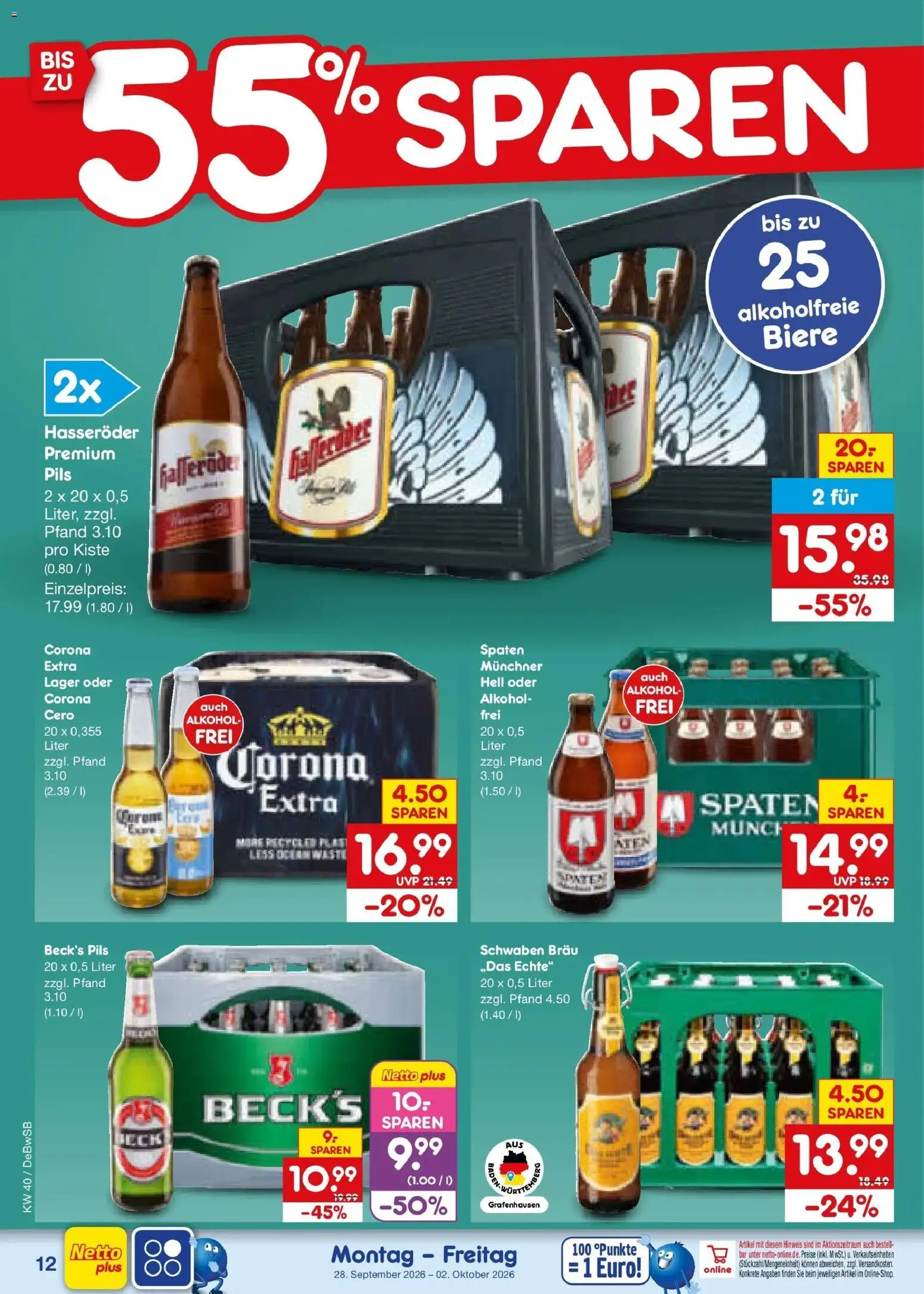 Netto Marken-Discount Prospekt Waiblingen-Bittenfeld – gültig ab 28.09.2026 | Seite: 18 | Produkte: Pils, Alkohol, Hasseröder
