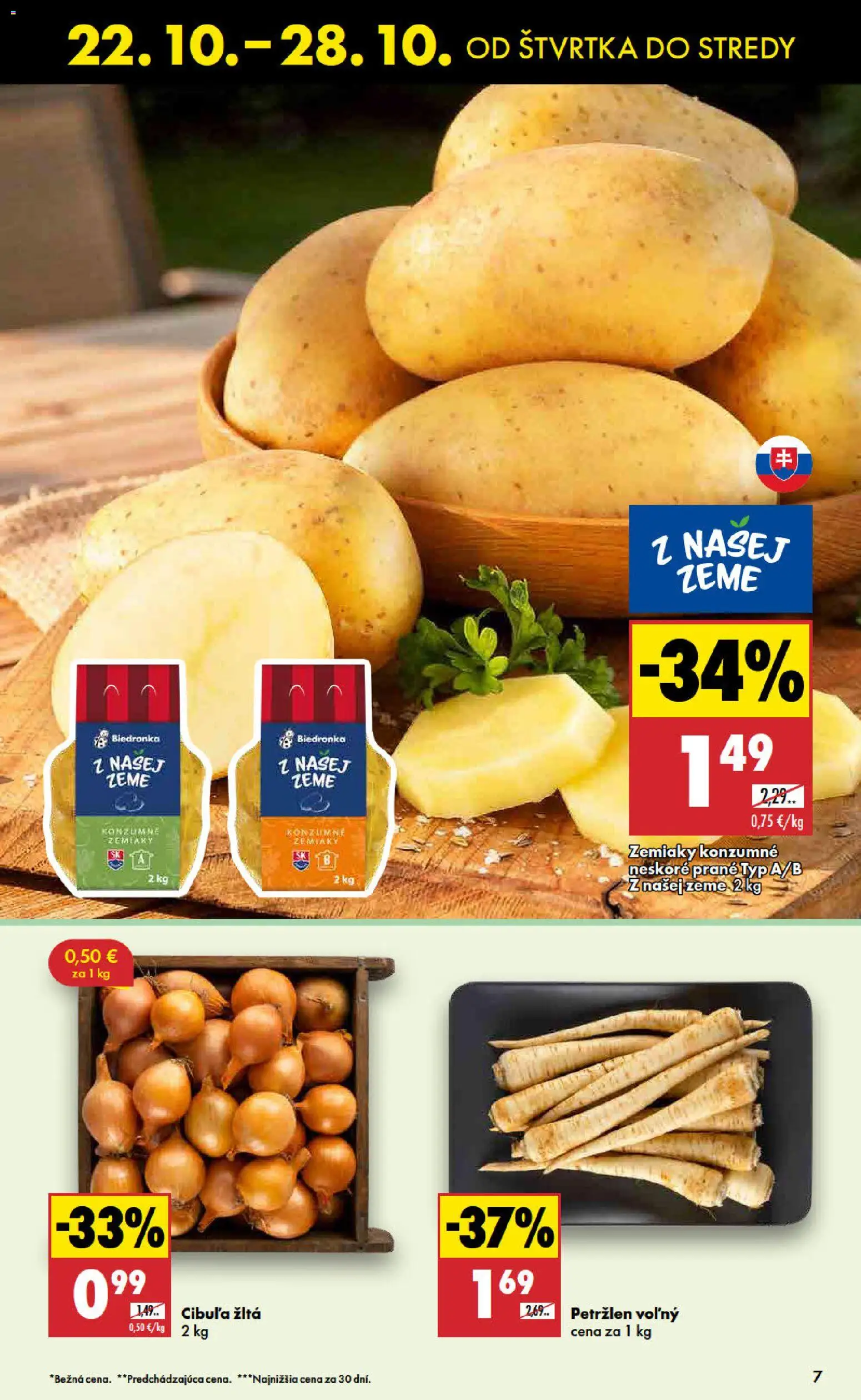 Nové Biedronka akcie – leták je platný od 22.10.2026 | Strana: 7 | Produkty: Zemiaky, Cibuľa, Petržlen