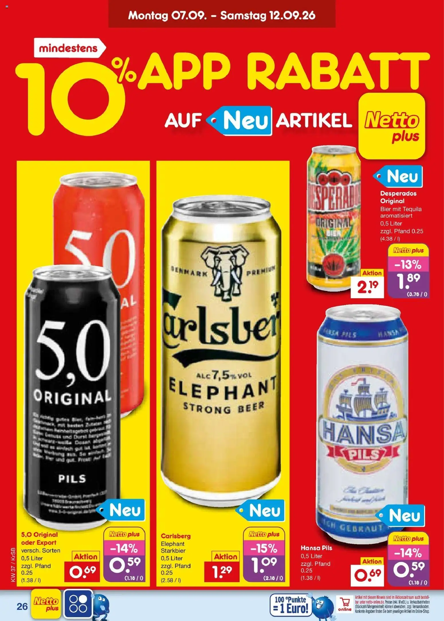 Netto Marken-Discount Prospekt Baesweiler – gültig ab 07.09.2026 | Seite: 38 | Produkte: Bier, Pils, Tequila, Desperados