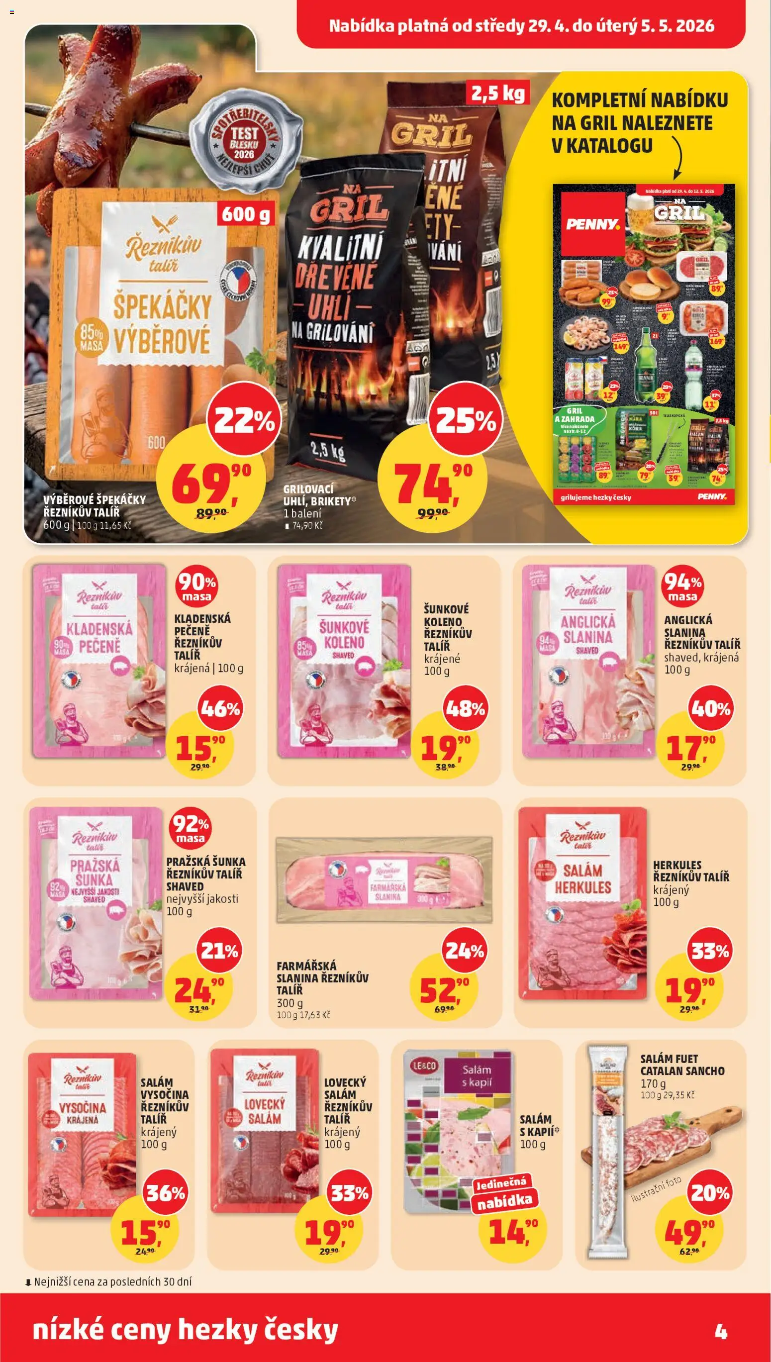 Penny Market leták od 29.04.2026 | Strana: 4 | Produkty: Salám, Salám fuet, Špekáčky, Slanina