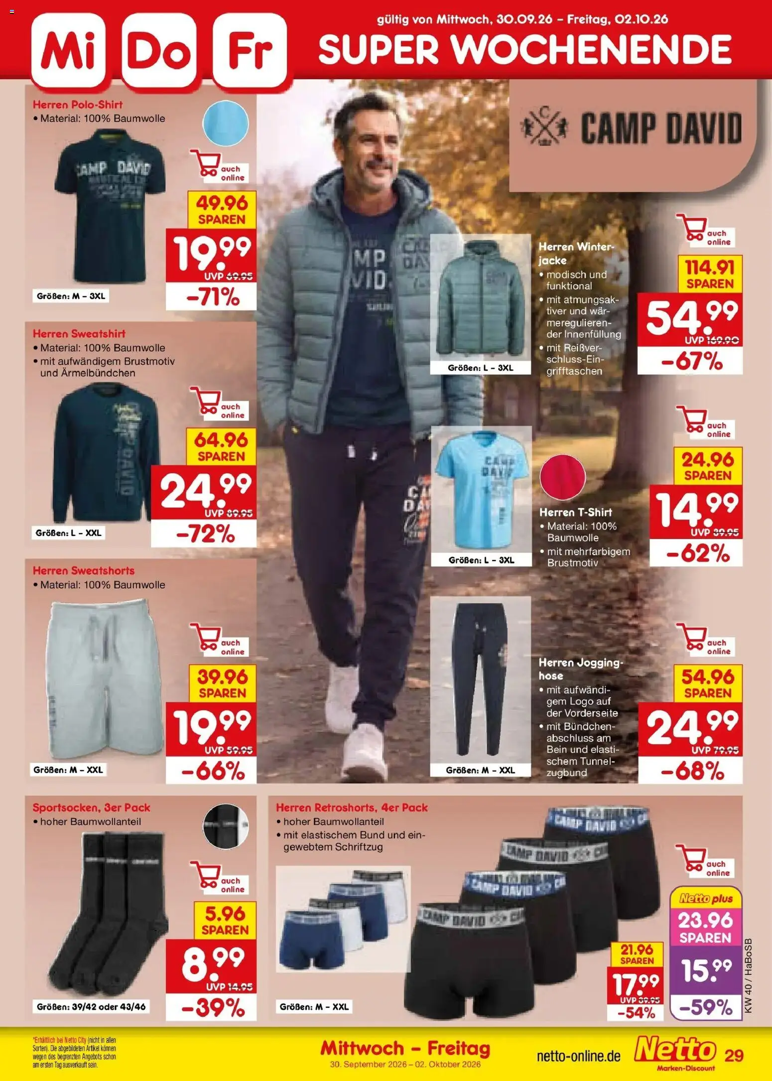 Netto Marken-Discount Prospekt Stadtlohn – gültig ab 28.09.2026 | Seite: 41 | Produkte: Sweatshorts, Poloshirt, Jacke, Hose