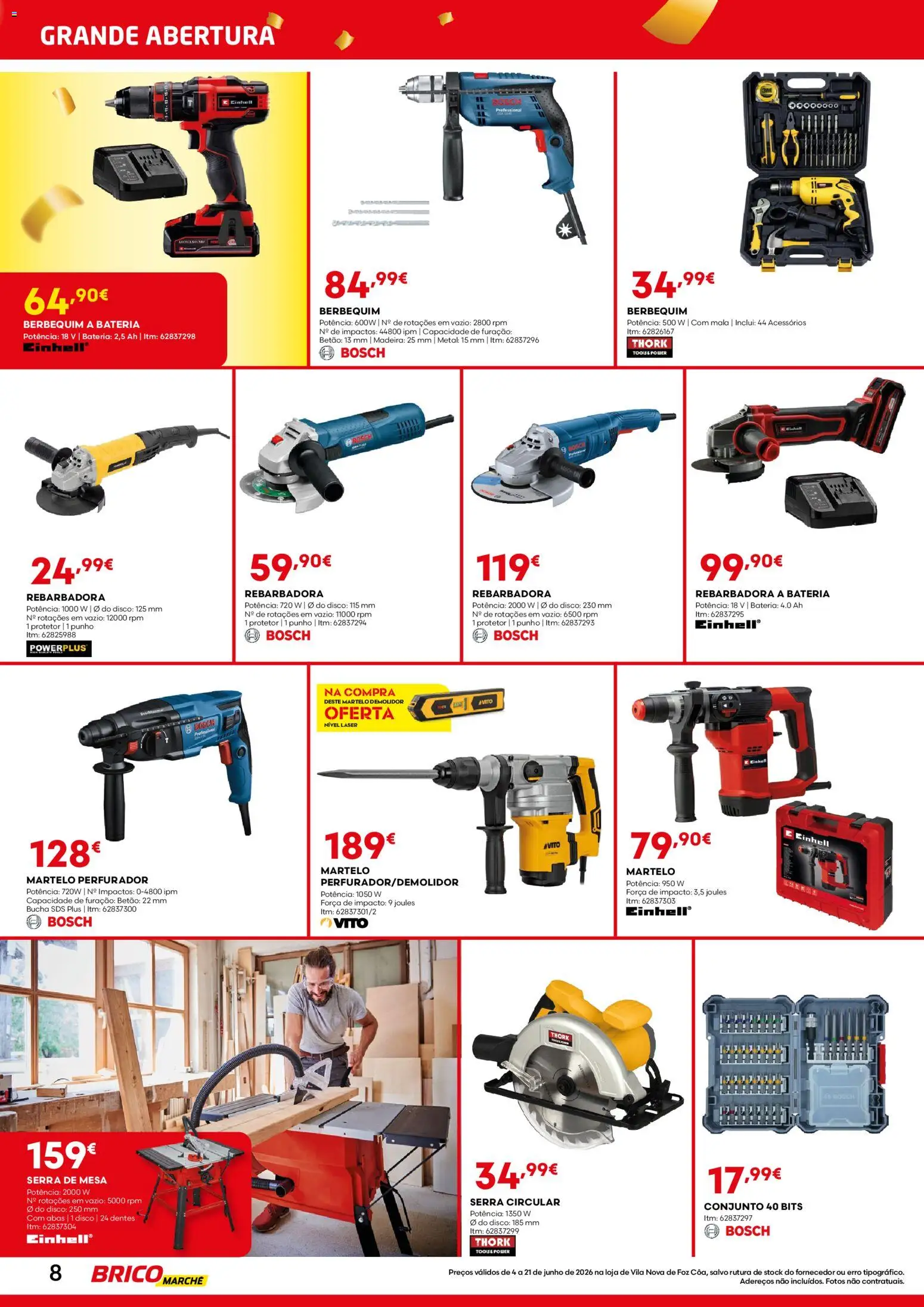 BricoMarché folheto │ válido de 04.06.2026 | Página: 8 | Produtos: Mesa, Bateria, Martelo