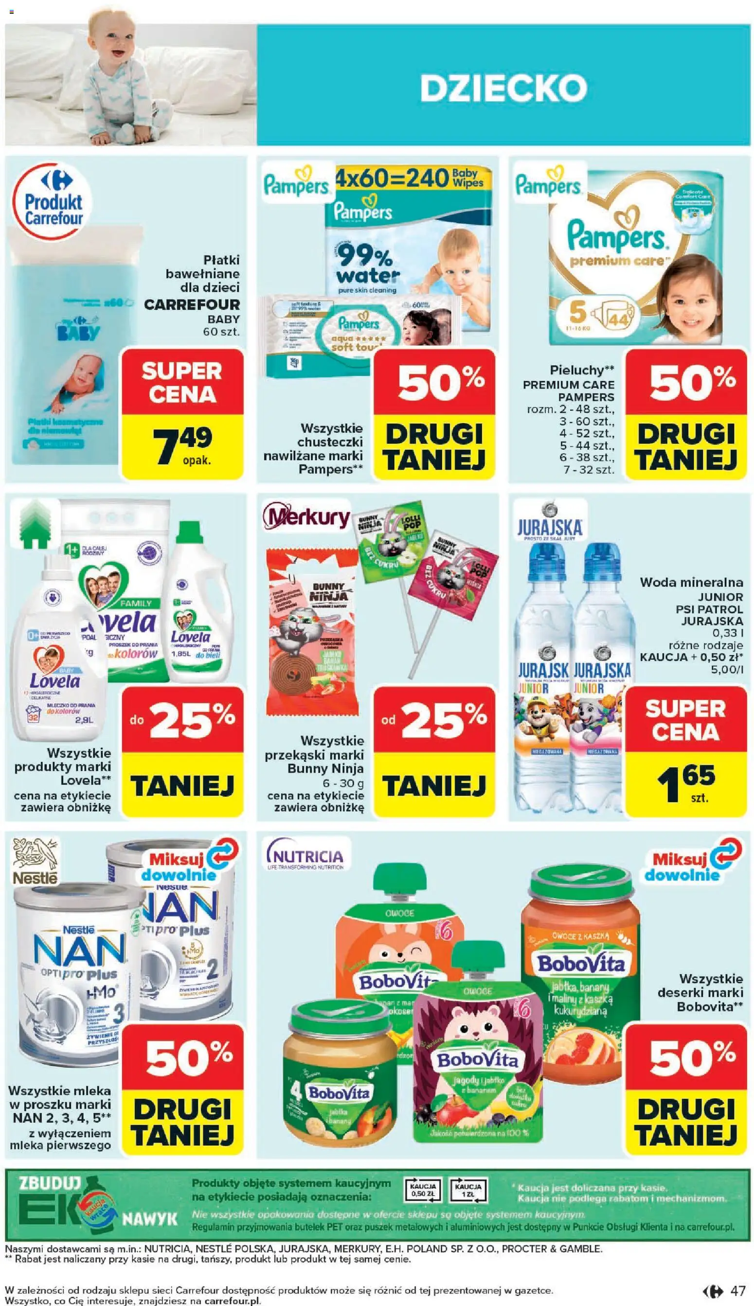 Carrefour gazetka - Zmieniliśmy Się Dla Ciebie od 25.05.2026 | Strona: 47 | Produkty: Maliny, Mleka, Pampers, Owoce