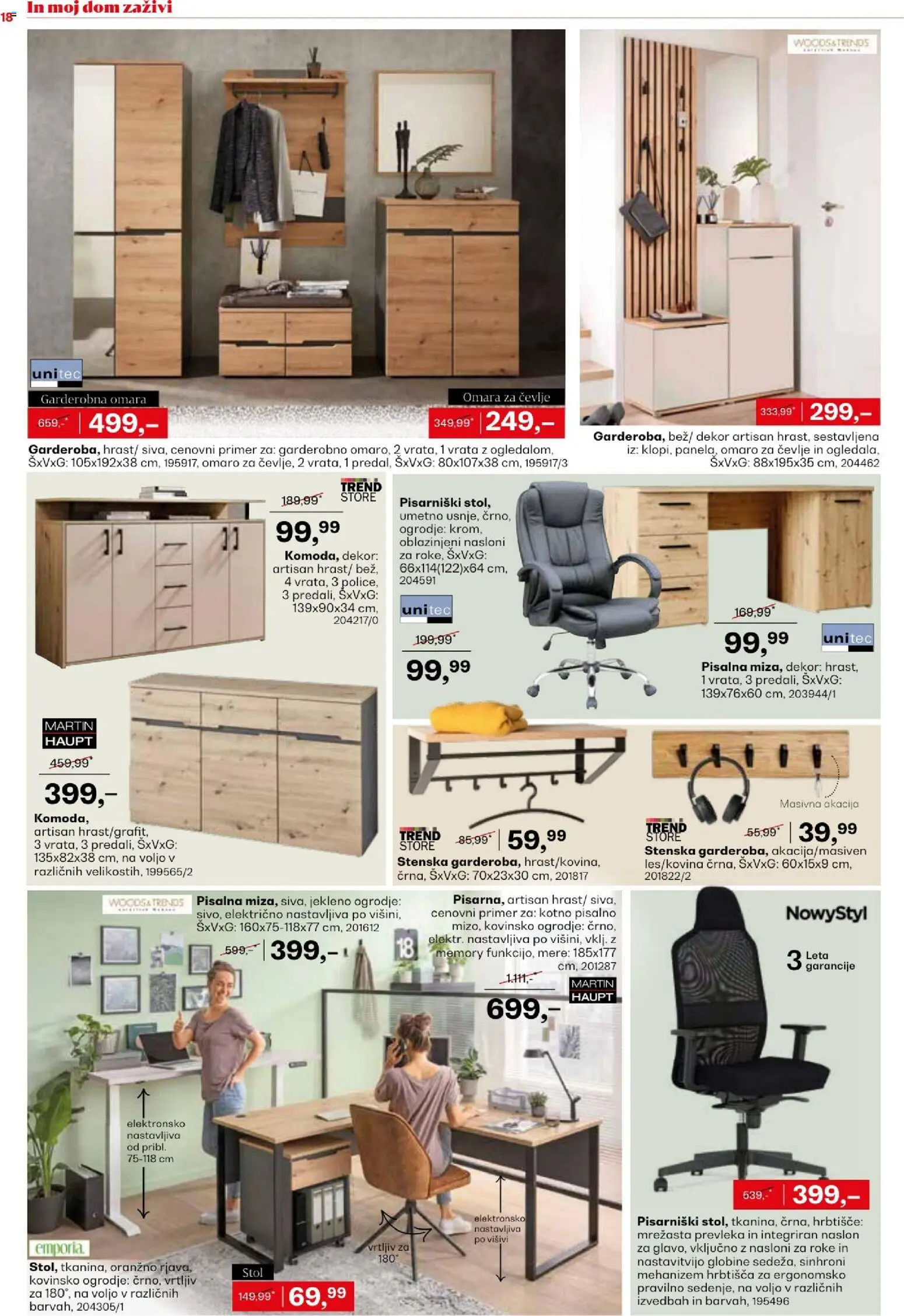 Novi Rutar katalog ponudbe – veljaven od 18.08.2026 | Stran: 18 | Izdelki: Prevleka, Omara, Stol, Vrata