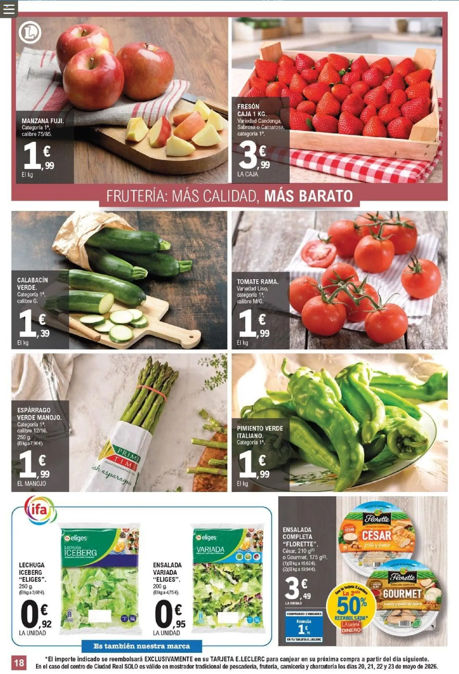 E.Leclerc folleto │ válido desde el 18.05.2026 | Página: 18 | Productos: Queso, Κάδος απορρυμάτων, Ensalada, Caja