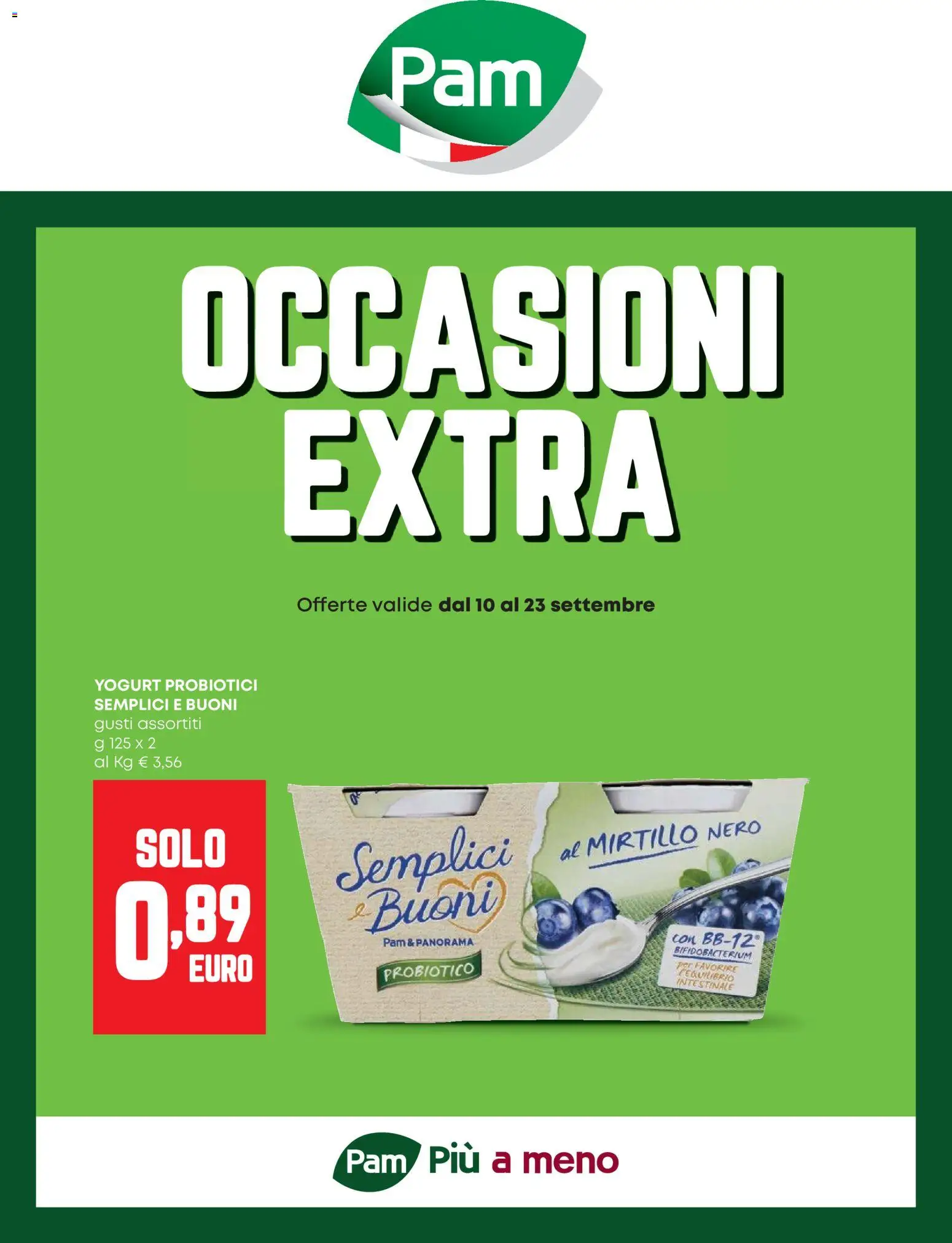 Volantino PAM del 10/09/2026 | Pagina: 1 | Prodotti: Yogurt, Probiotici