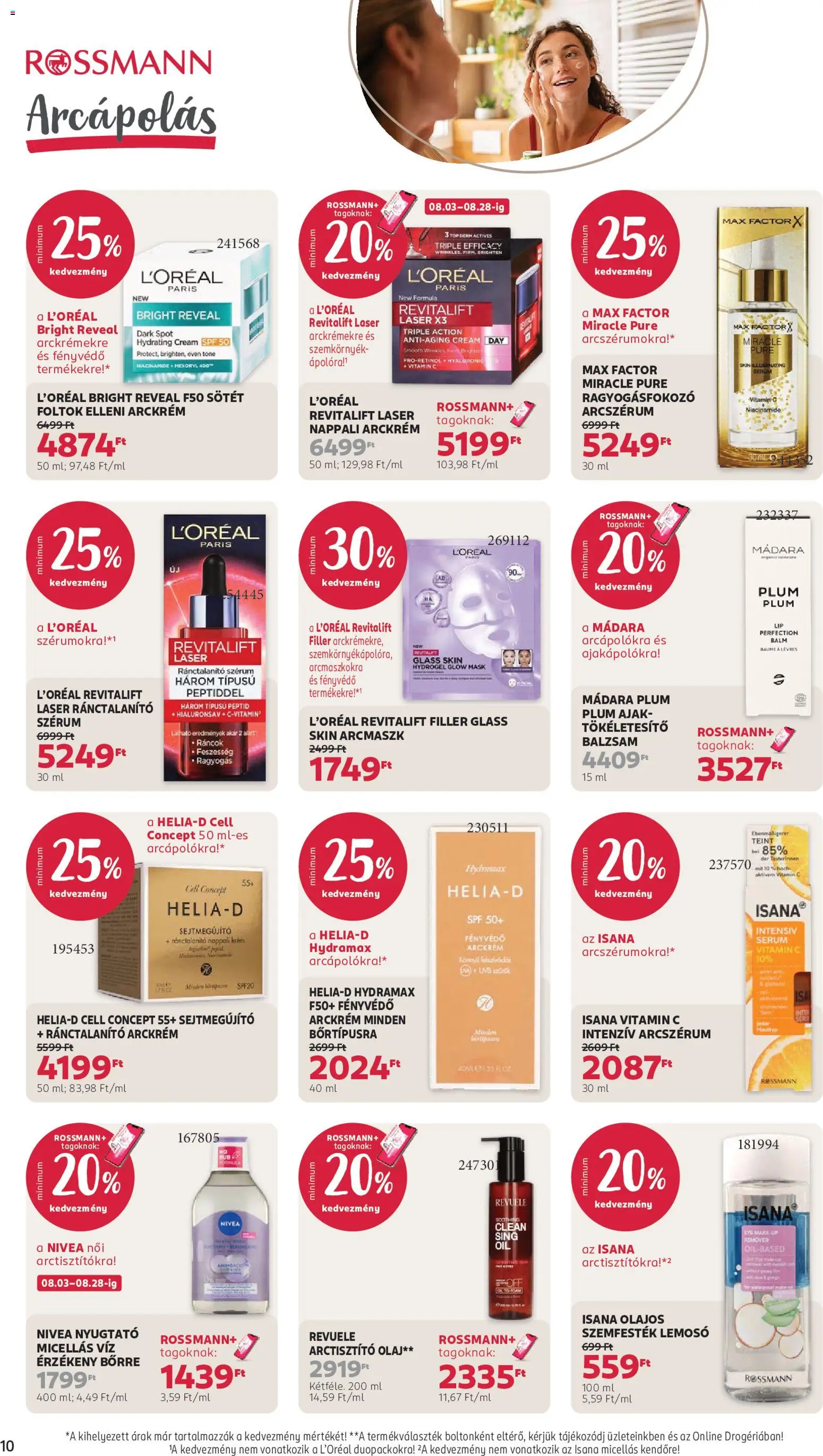 Rossmann akciós ujság - amely érvényes a következő dátumtól: 2026.08.03. | Oldal: 12 | Termékek: Micellás víz, Max Factor, Fényvédő, Szérum