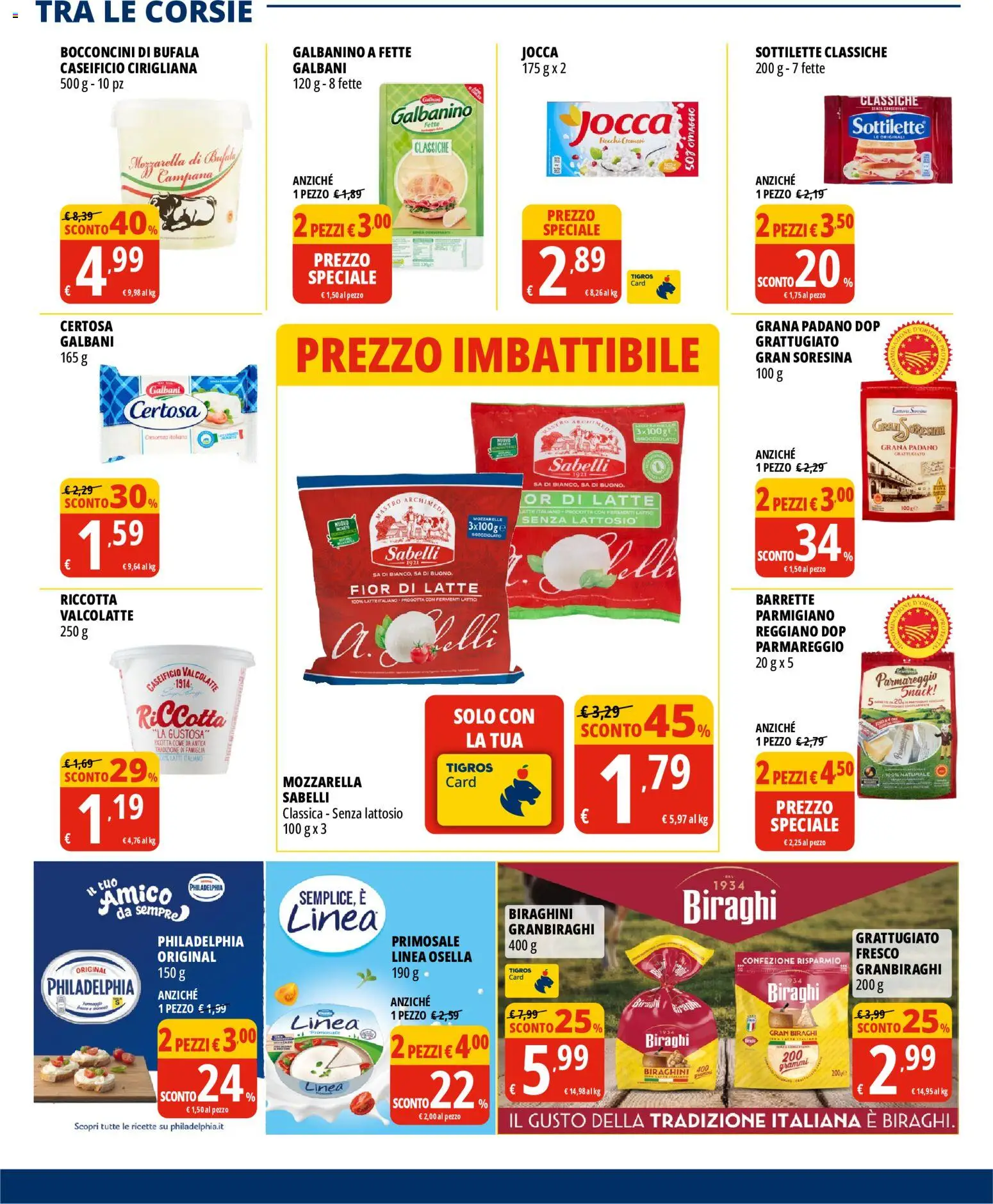Volantino Tigros del 03.06.2026 | Pagina: 13 | Prodotti: Fiocchi, Mozzarella, Grana Padano, Crescenza