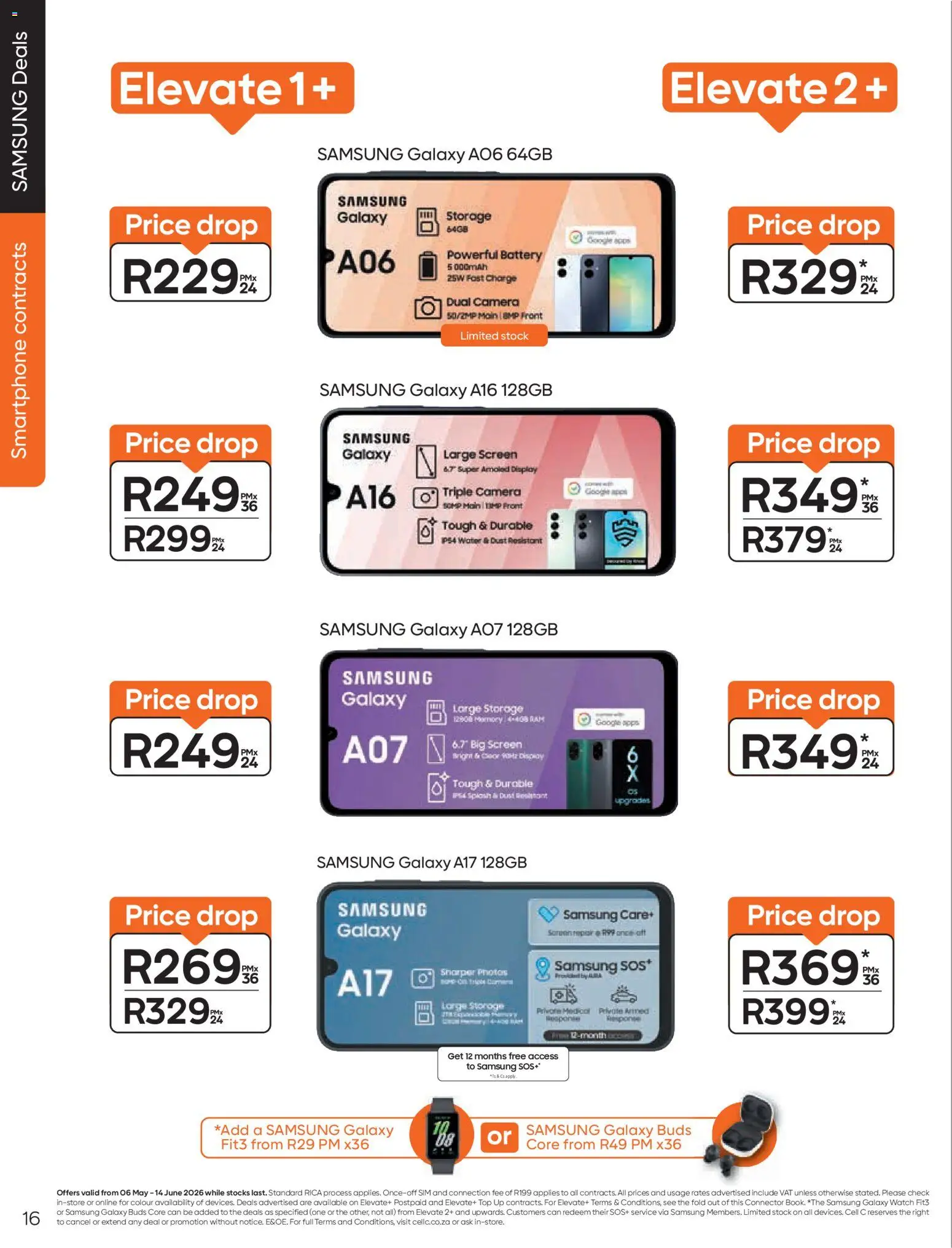 New Cell C catalogue – valid from 06.05.2026 | Page: 18 | Products: Watch, Camera, Battery, Water