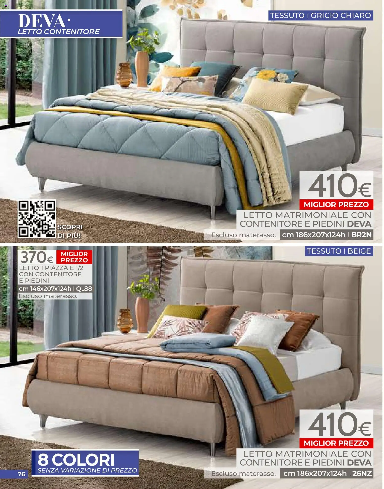 Volantino Mondo Convenienza del 01/07/2026 | Pagina: 76 | Prodotti: Letto matrimoniale, Letto contenitore, Contenitore, Letto