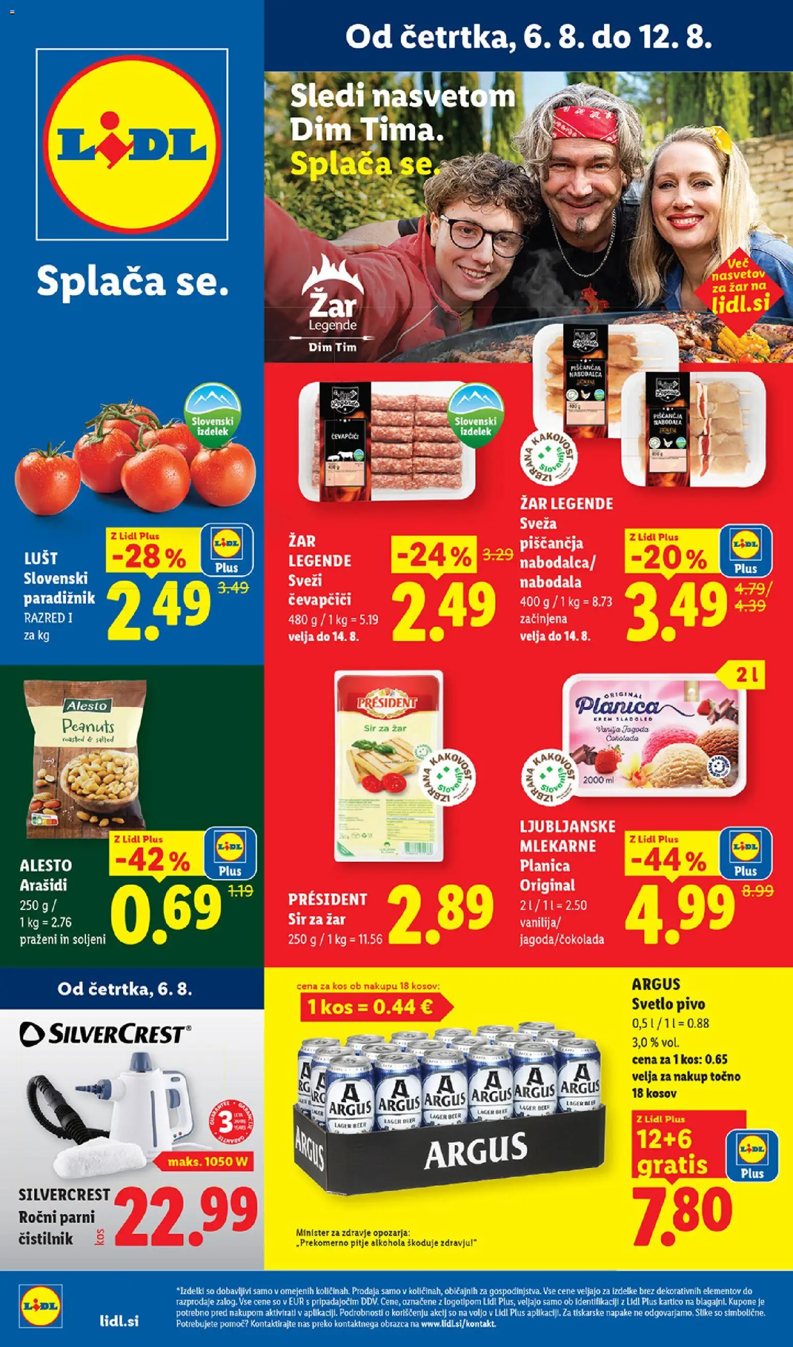 Novi Lidl katalog ponudbe – veljaven od 06.08.2026 | Stran: 1 | Izdelki: Arašidi, Kos, Sir, Pivo