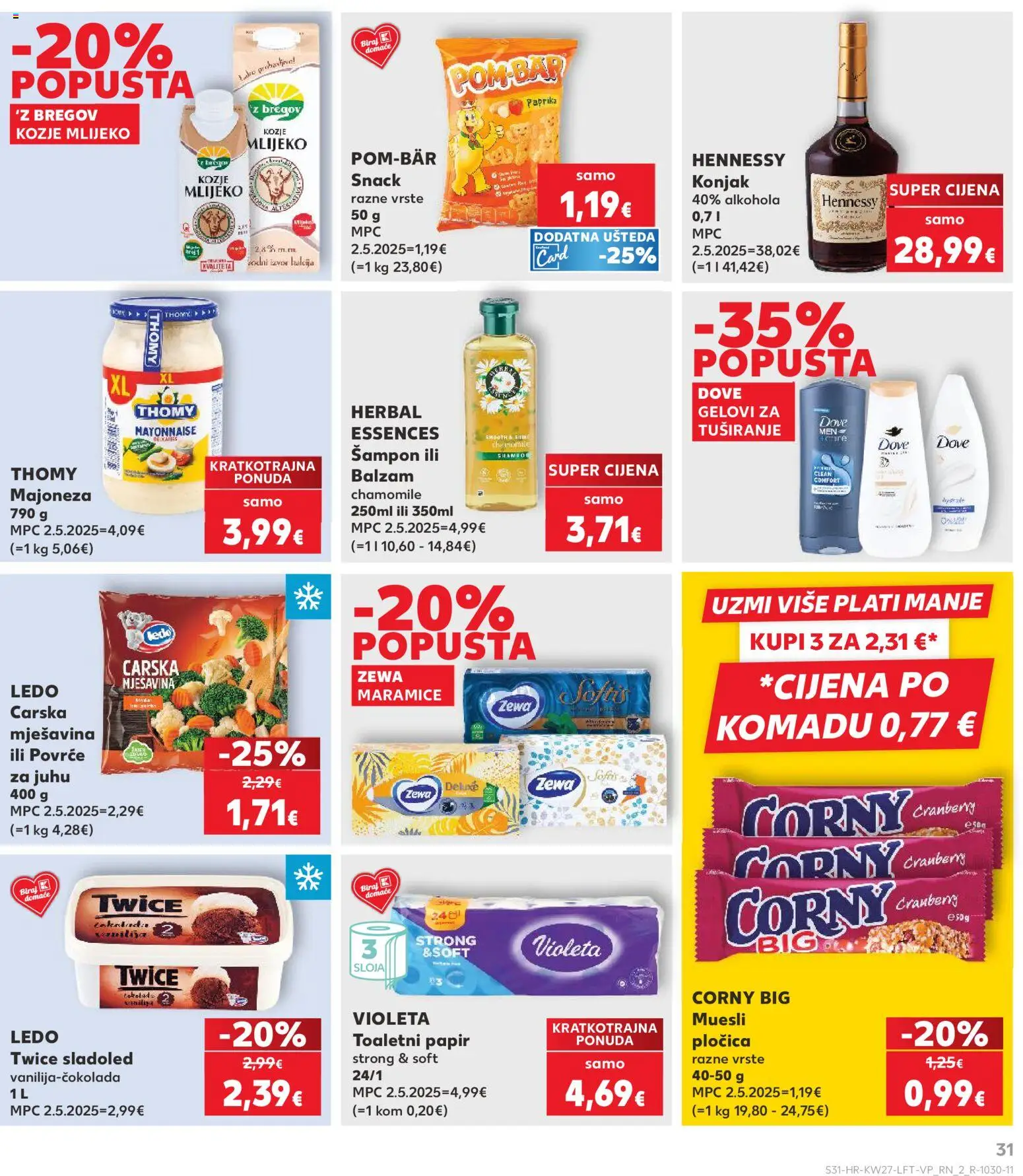 Kaufland katalog | vrijedi od 01.07.2026 | Stranica: 31 | Proizvodi: Šampon, Sladoled, Povrće, Majoneza