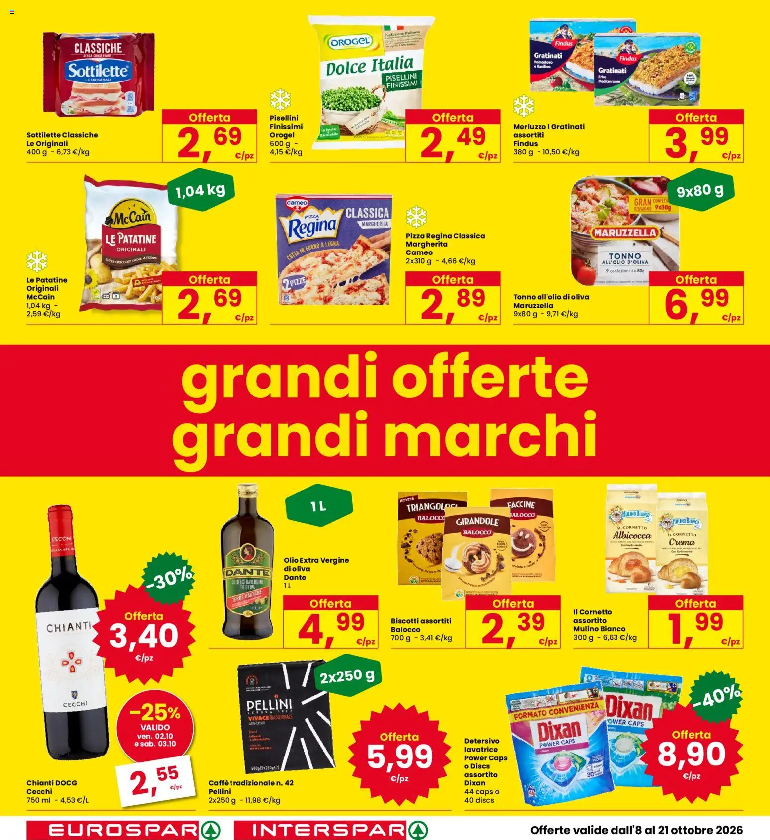 Volantino Eurospar del 08/10/2026 | Pagina: 4 | Prodotti: Caffè, Biscotti, Basilico, Olio extra vergine