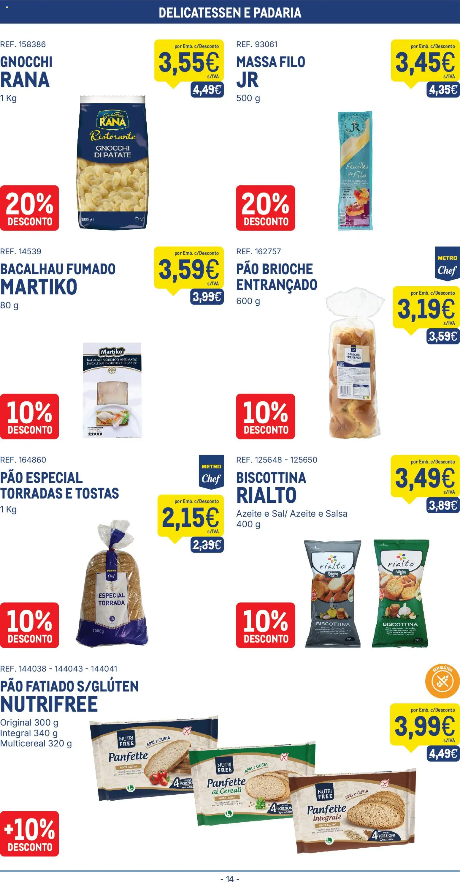 Makro folheto │ válido de 11/08/2026 | Página: 14 | Produtos: Bacalhau, Tostas, Gnocchi, Massa
