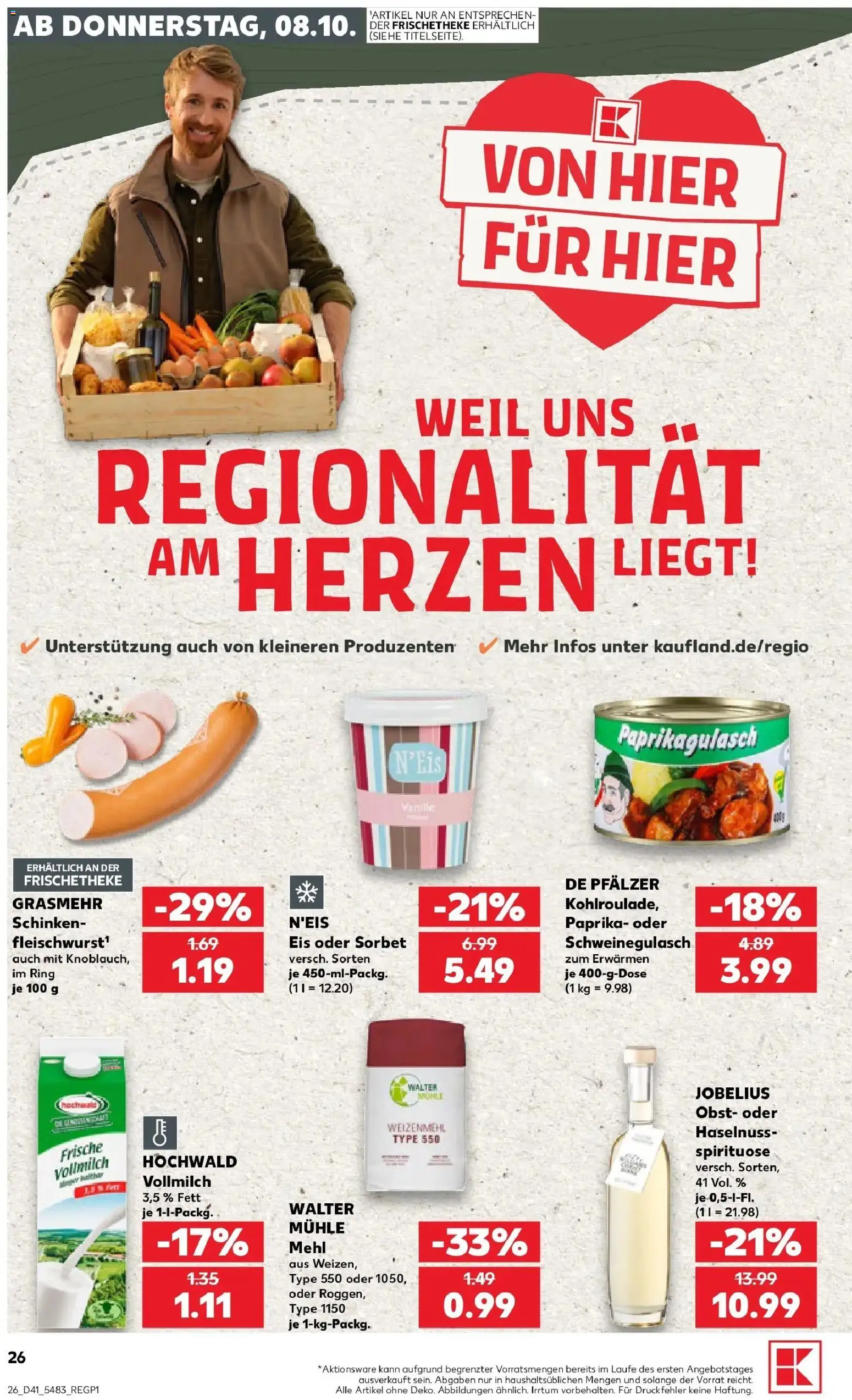 Prospekt Kaufland ab 08.10.2026 » Angebote Online zum Blättern | Seite: 26 | Produkte: Schweinegulasch, Mühle, Vanille, Paprika