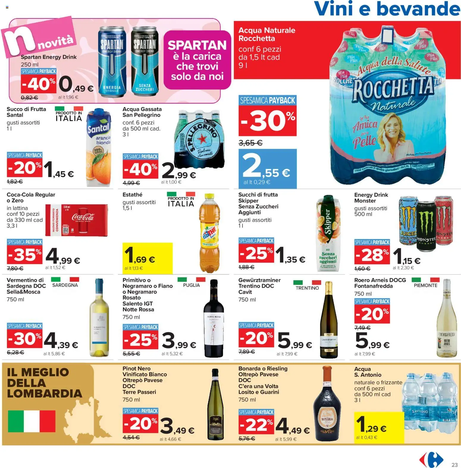 Volantino Carrefour del 16.06.2026 | Pagina: 23 | Prodotti: Frutta, Acqua naturale, Succo di frutta, Coca Cola