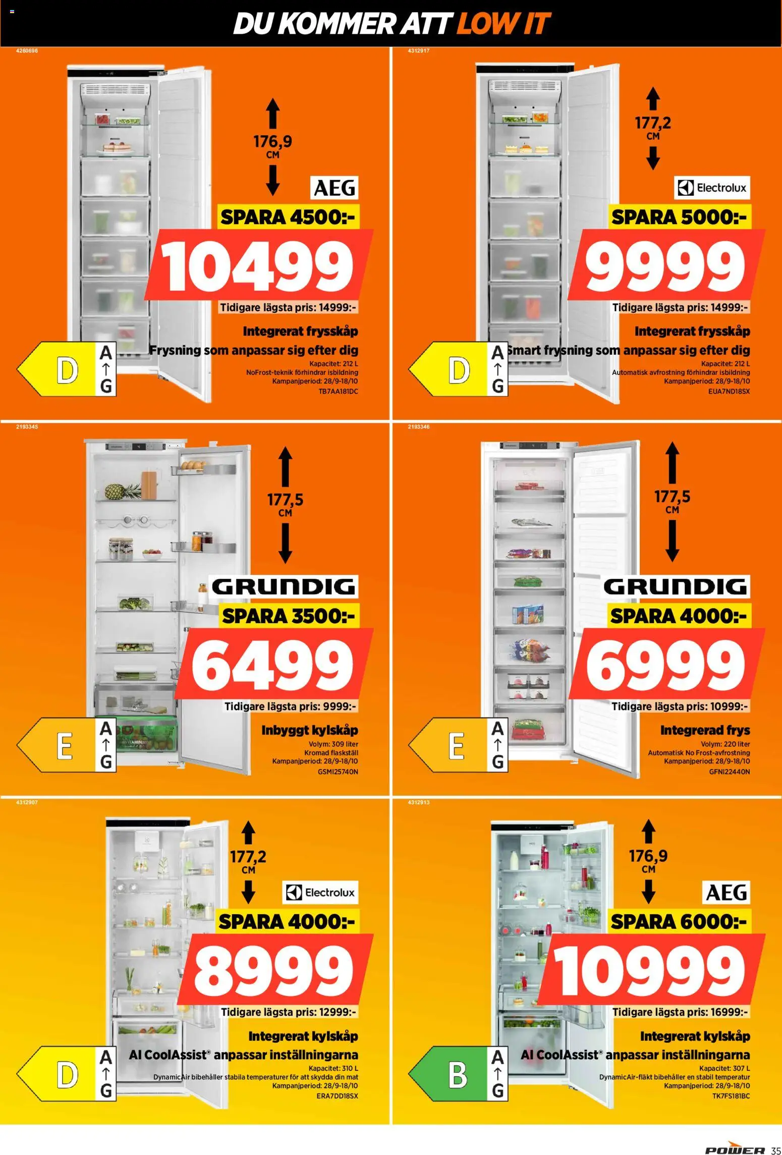 Power reklamblad aktuell från 28/09/2026 | Sida: 35 | Produkter: Kylskåp, Frys