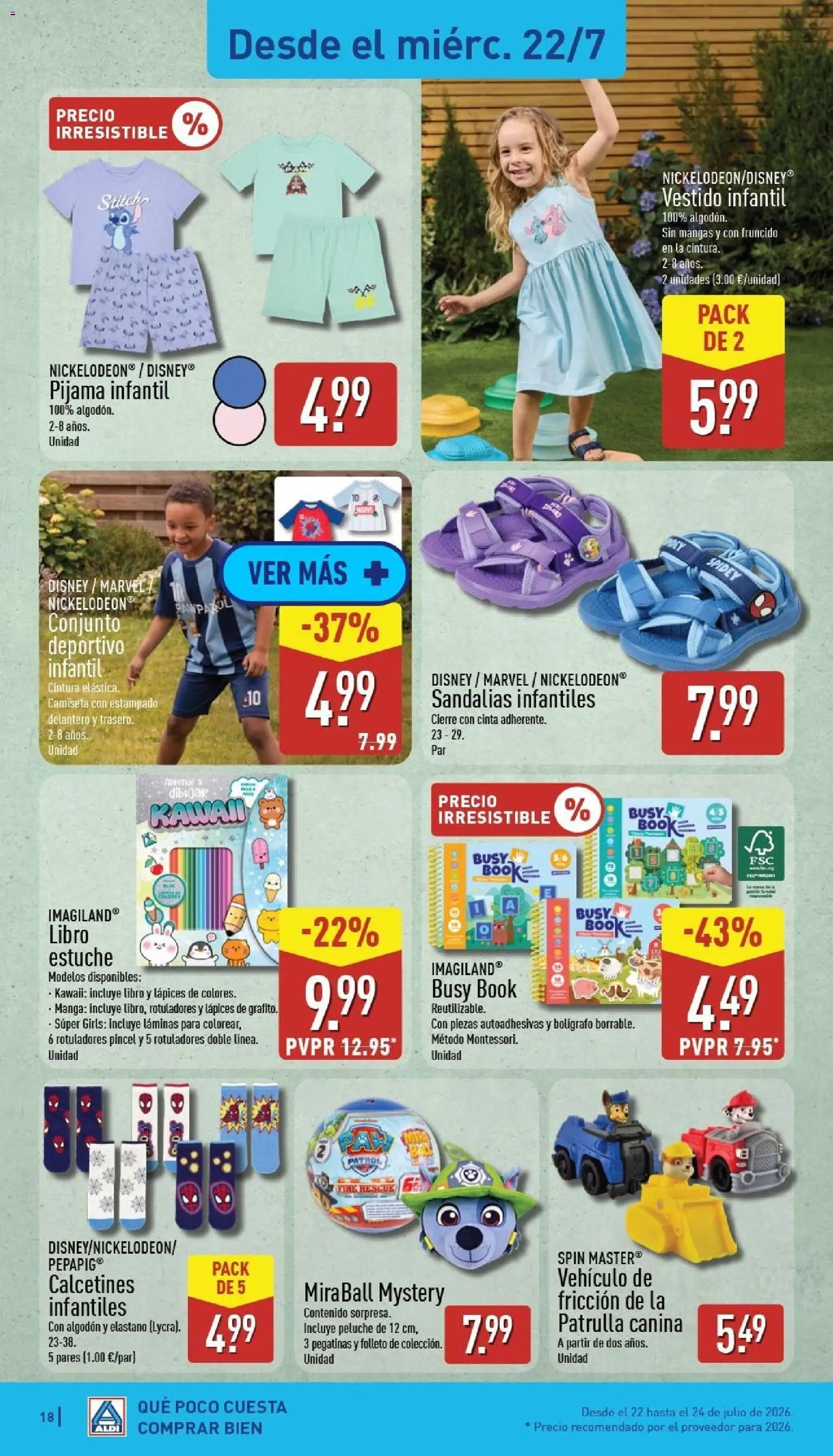 Aldi folleto Baleares │ válido desde el 20/07/2026 | Página: 18 | Productos: Pijama, Sandalias, Pijama infantil