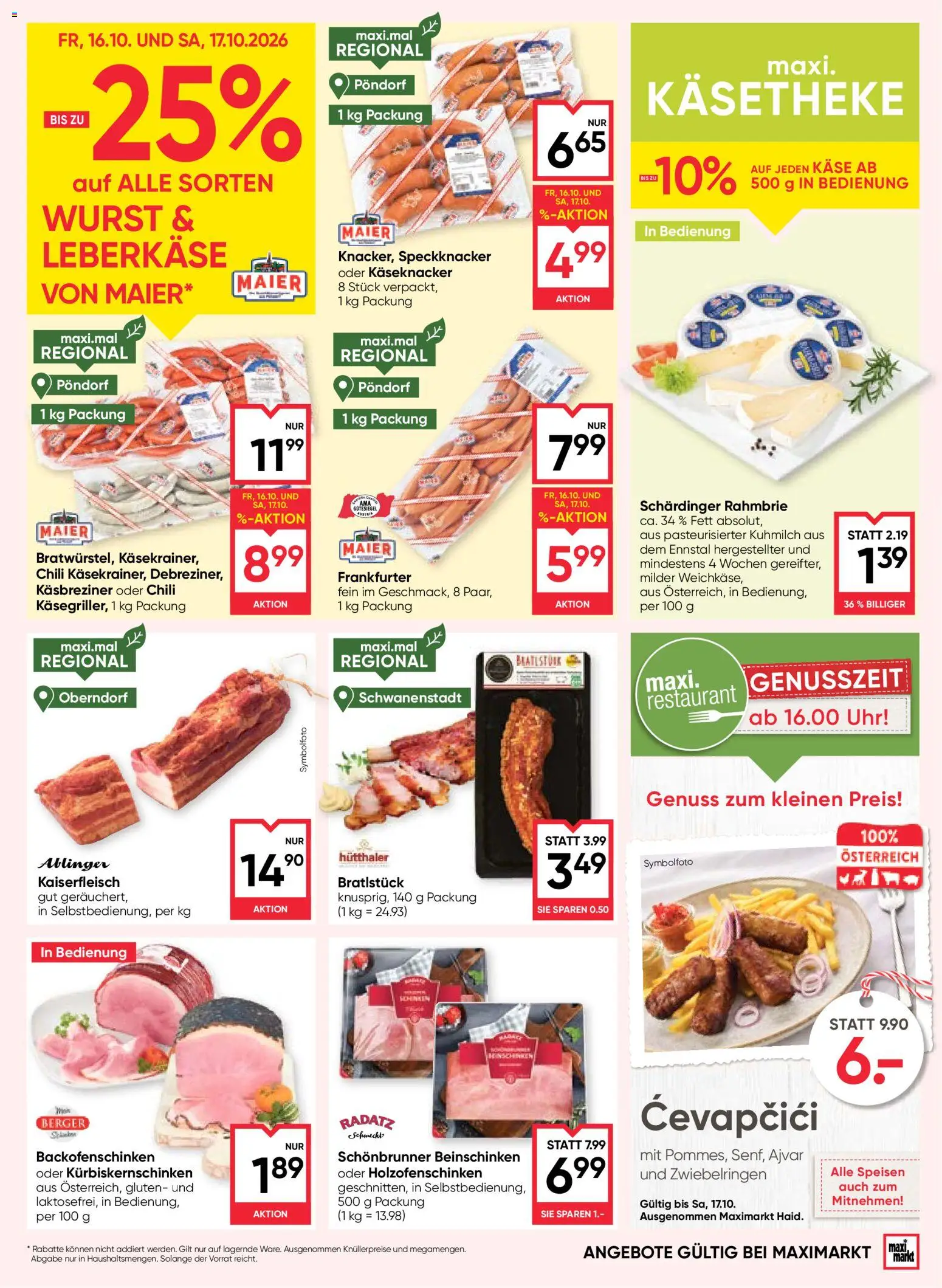 Maximarkt Flugblatt gültig ab 15.10.2026 | Seite: 9 | Produkte: Wurst, Chili, Uhr, Weichkäse