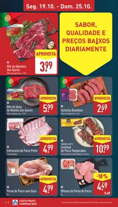 Pré-visualização Bife da Vazia de Novilho dos Açores, Bife da Vazia de Novilho dos Açores 300 g embalagem (kg = 19.97) válido de 19/10/2026 | Página: 6 | Produtos: Costelas de porco, Perna de porco, Salsicha, Bife