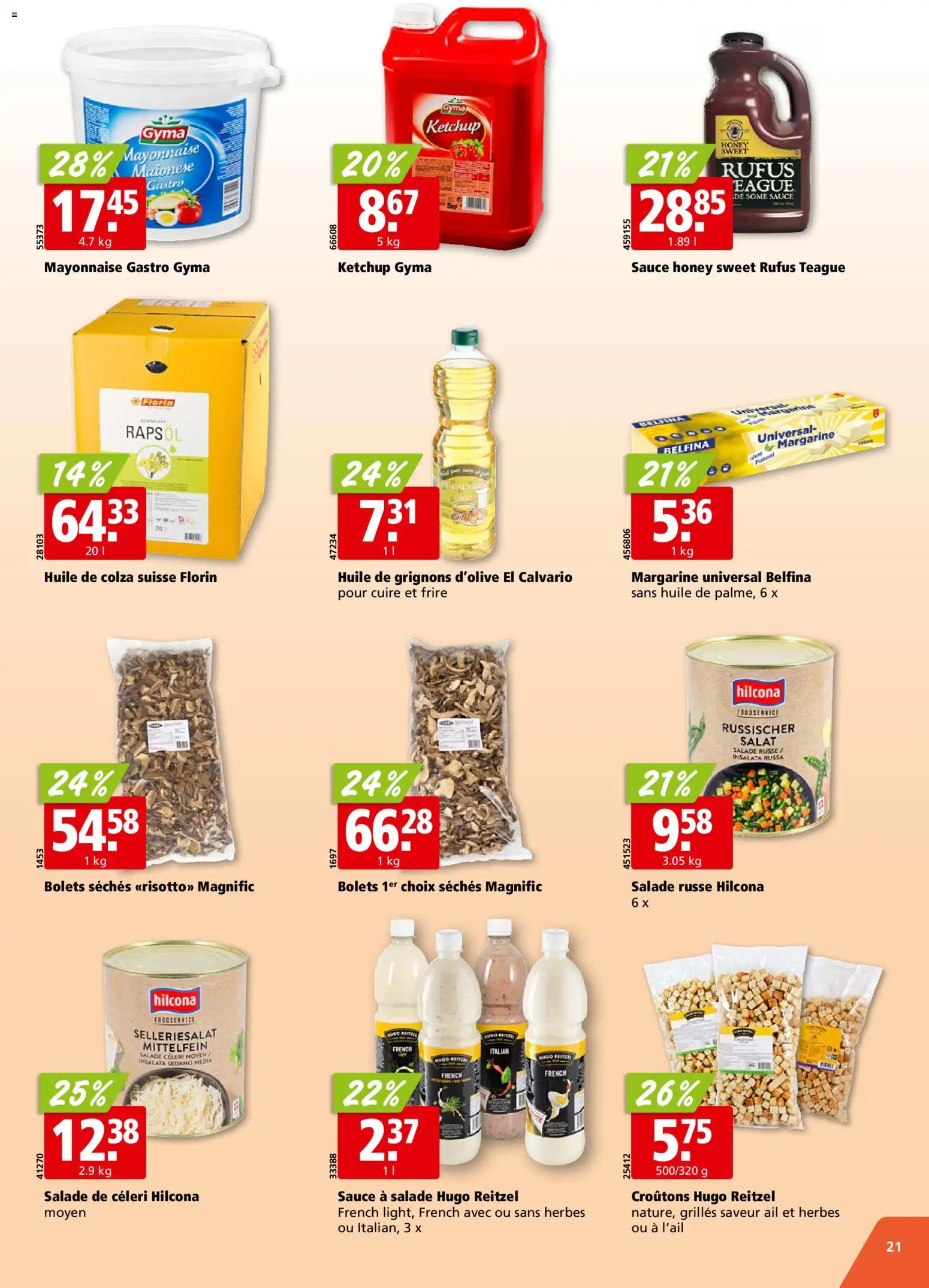 Aligro aktionen Chavannes, Matran, Genève, Sion – gültig ab 14.09.2026 | Seite: 21 | Produkte: Rapsöl, Ketchup, Mayonnaise, Salat