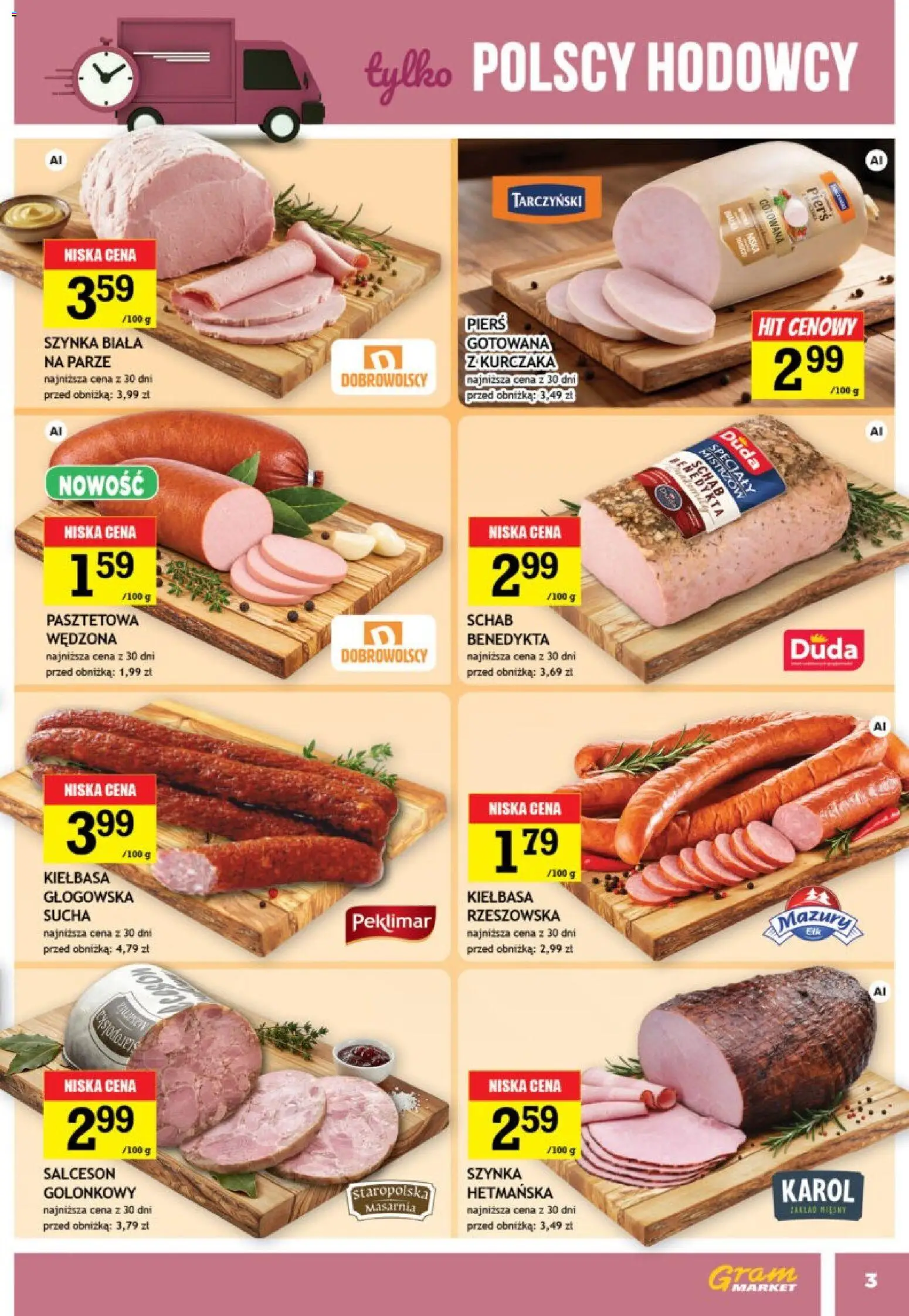 Gram Market gazetka od 21.10.2026 | Strona: 3 | Produkty: Kiełbasa, Schab, Kiełbasa sucha, Szynka
