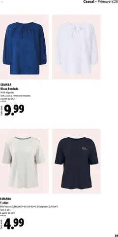Pré-visualização ESMARA Blusa Bordada, 100% Algodão Tam. XS ao L consoante modelo A partir de 29/5 válido de 20.04.2026 | Página: 19 | Produtos: Algodão, Blusa