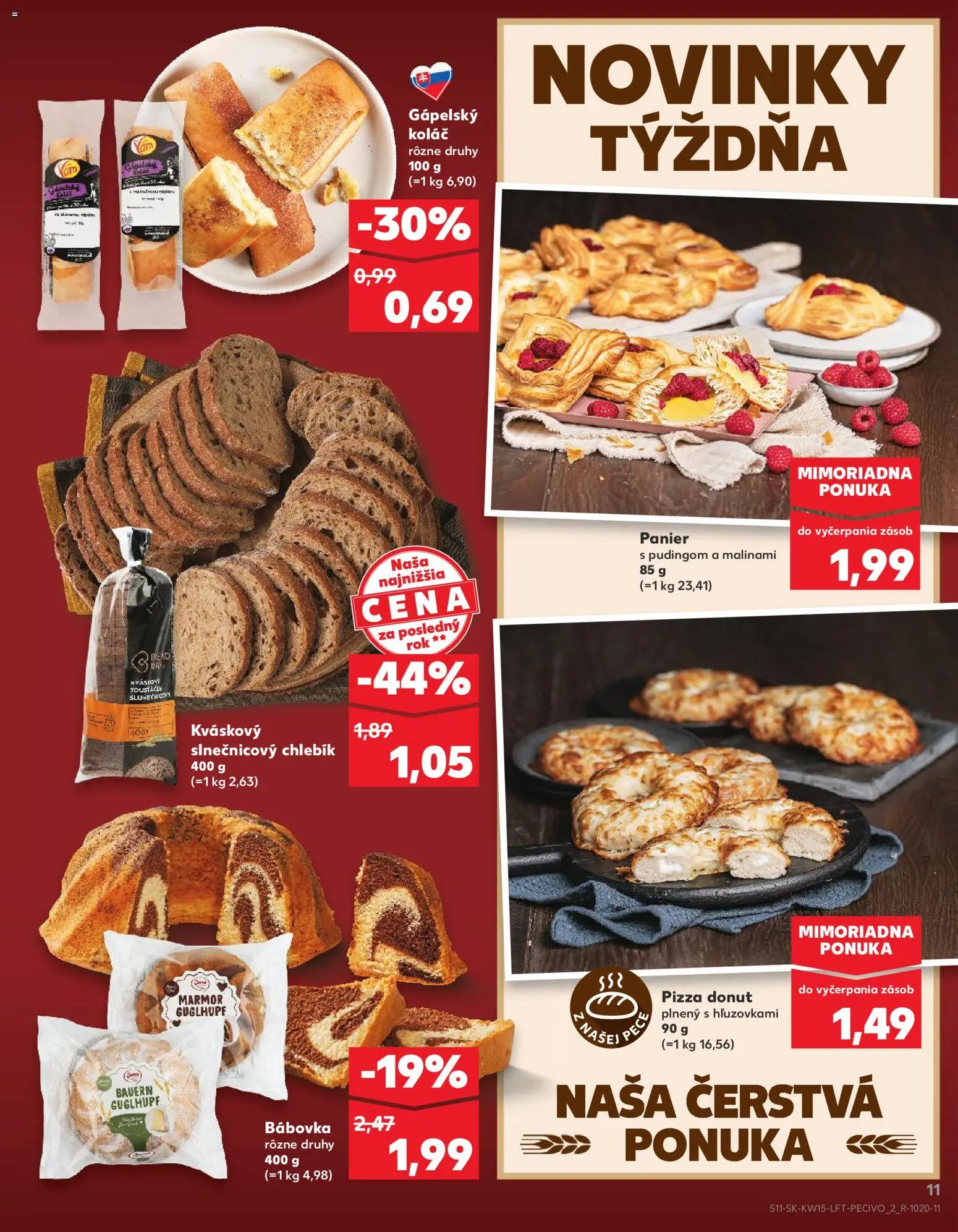 Nové Kaufland akcie – leták je platný od 09.04.2026 | Strana: 11 | Produkty: Pizza, Donut, Koláč