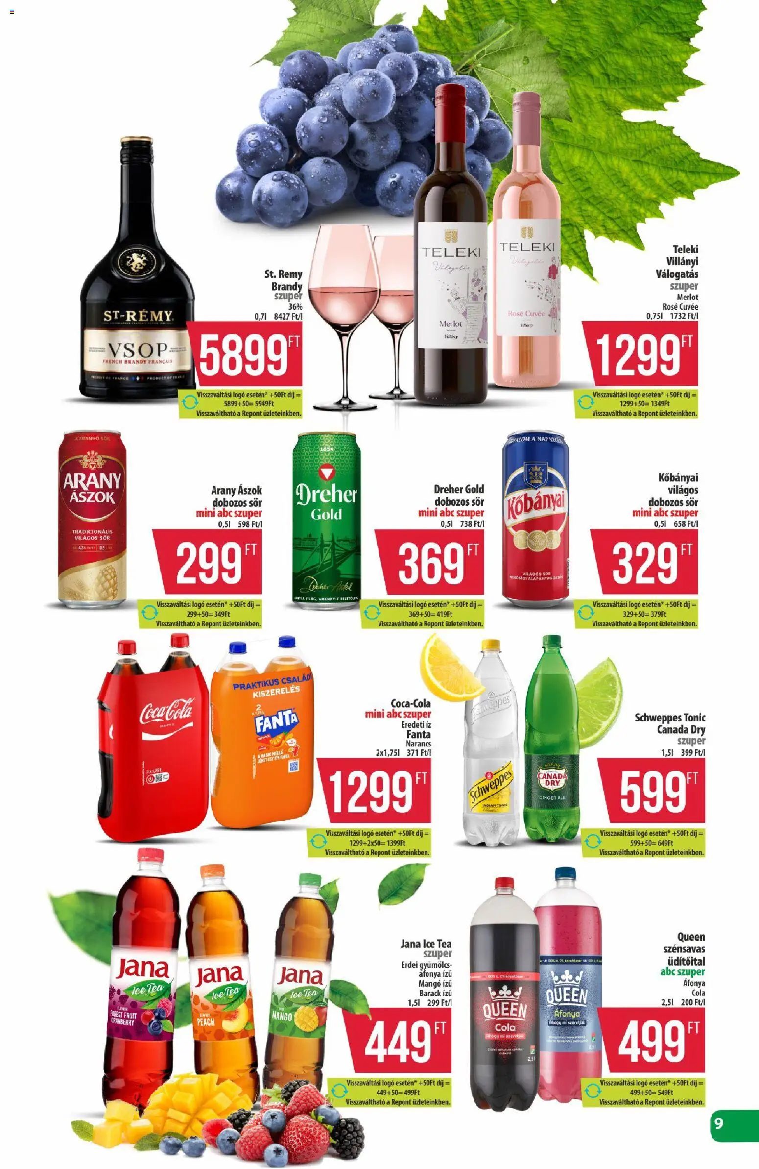 COOP akciós ujság - amely érvényes a következő dátumtól: 2026.08.21. | Oldal: 9 | Termékek: Tonic, Áfonya, Sör, Rosé
