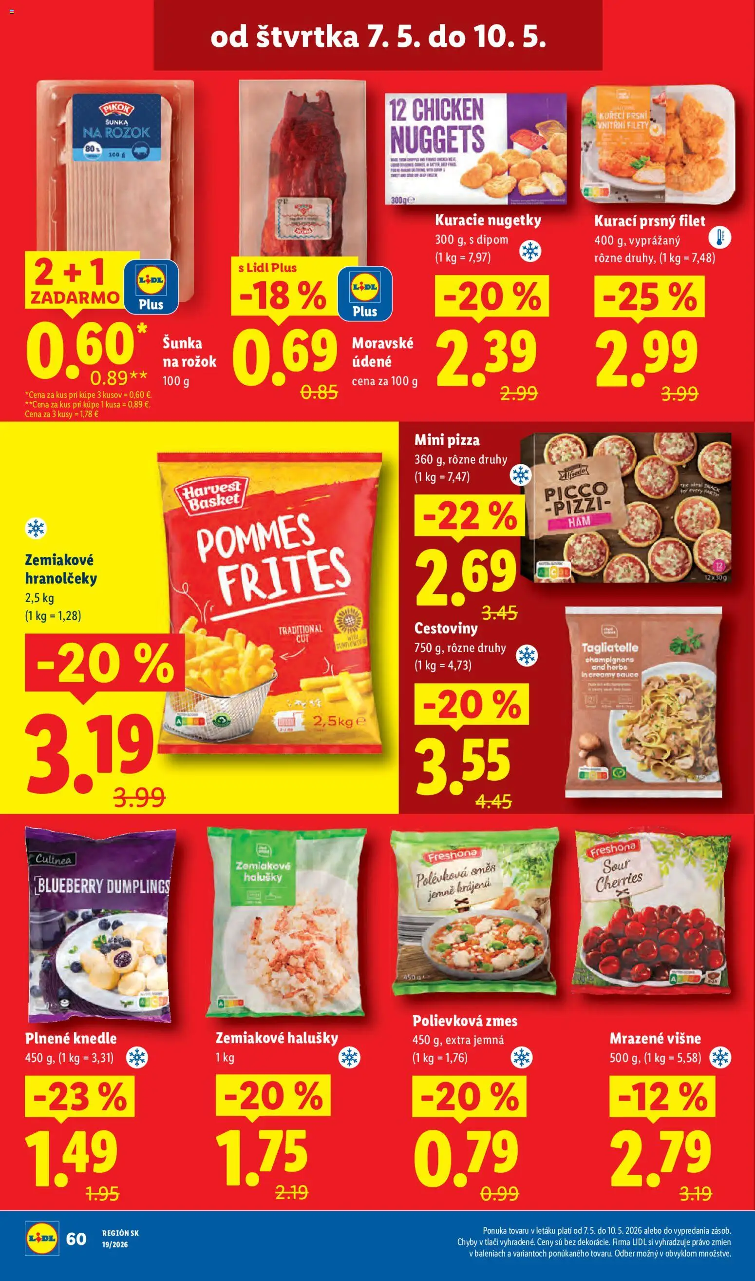 Nové Lidl akcie – leták je platný od 04.05.2026 | Strana: 72 | Produkty: Pizza, Rožok, Cestoviny, Višne