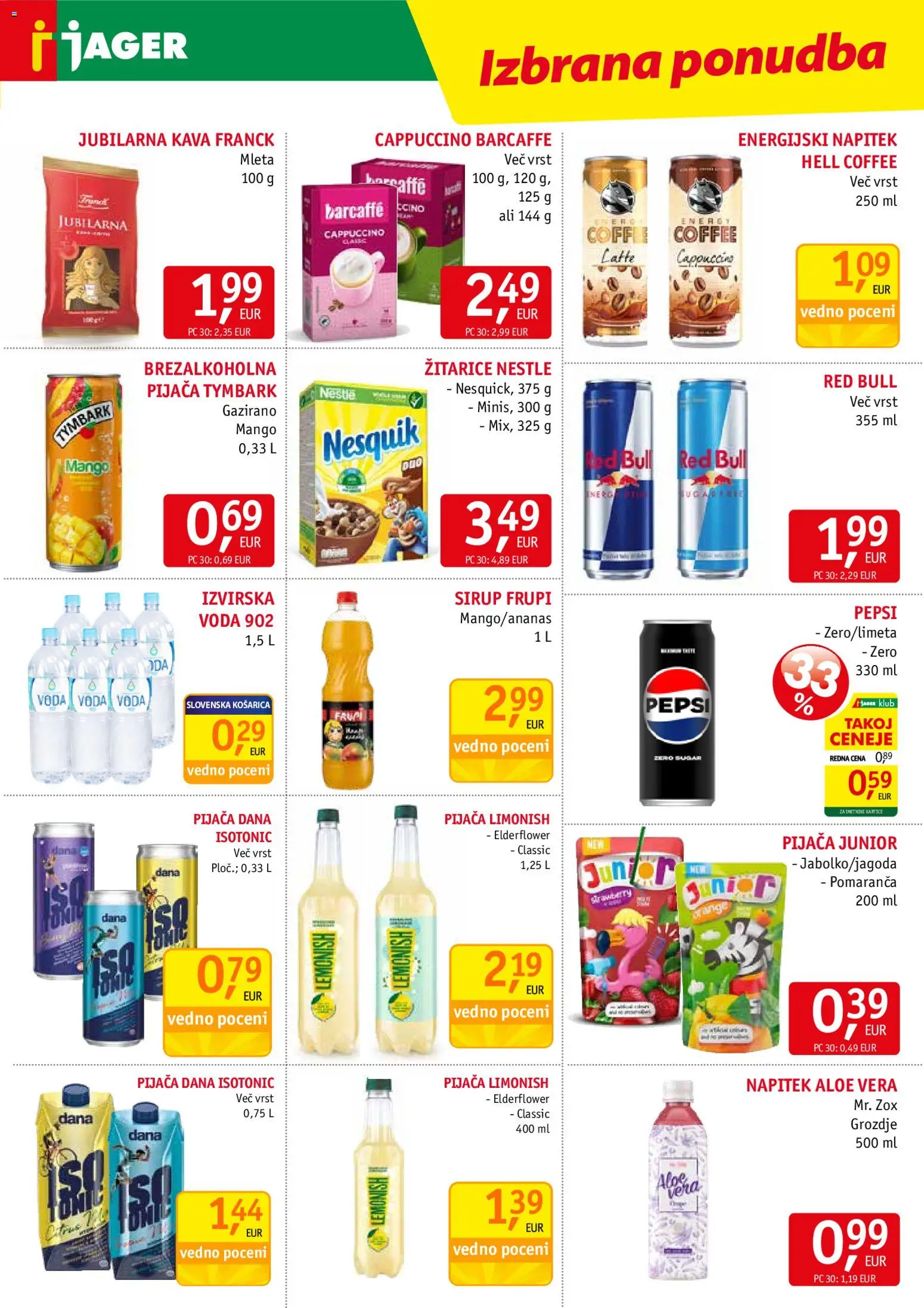 Novi Jager katalog ponudbe – veljaven od 29.07.2026 | Stran: 11 | Izdelki: Grozdje, Energijski napitek, Kava, Mango