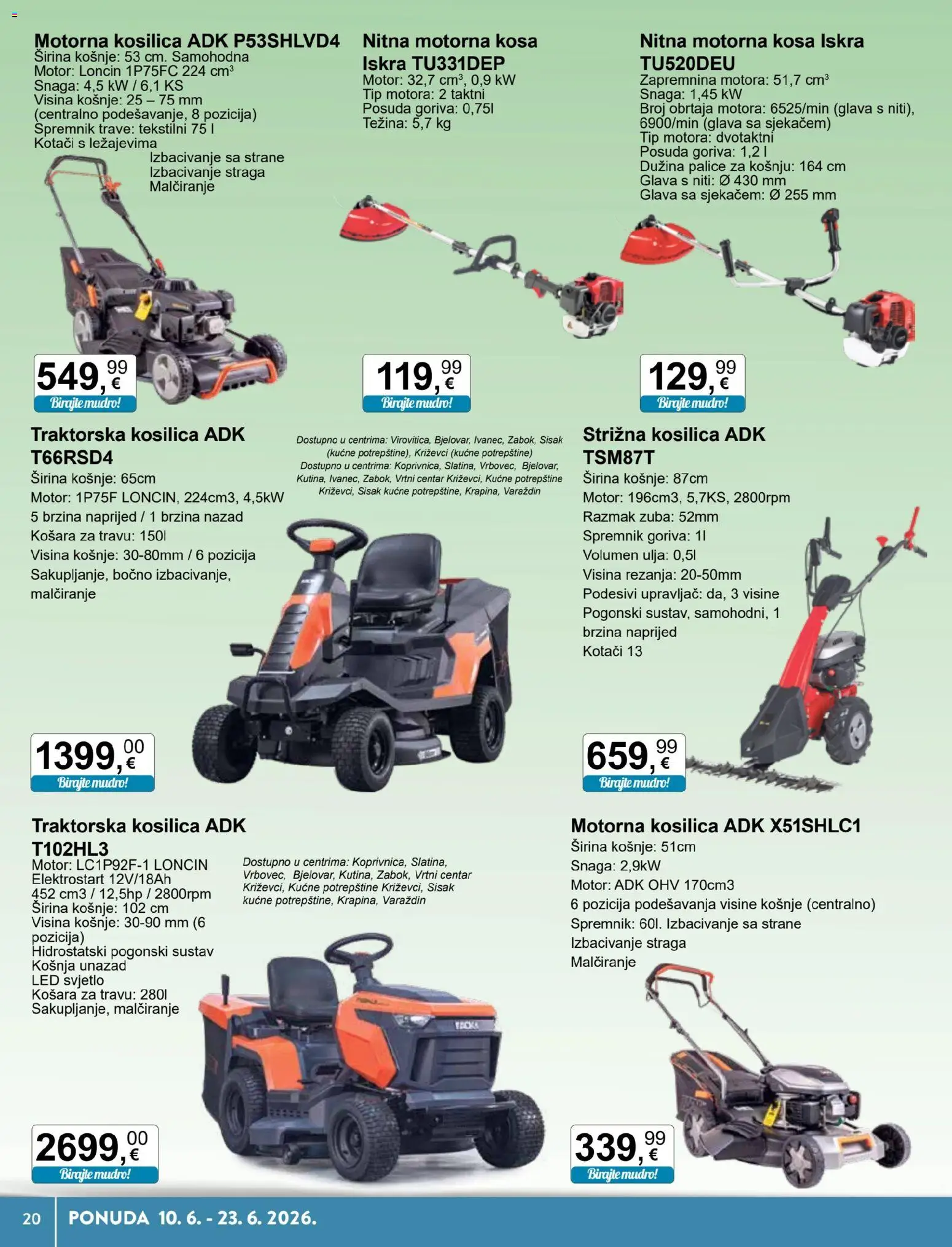 KTC katalog | vrijedi od 10.06.2026 | Stranica: 20 | Proizvodi: Kosilica, Košara, Traktorska kosilica