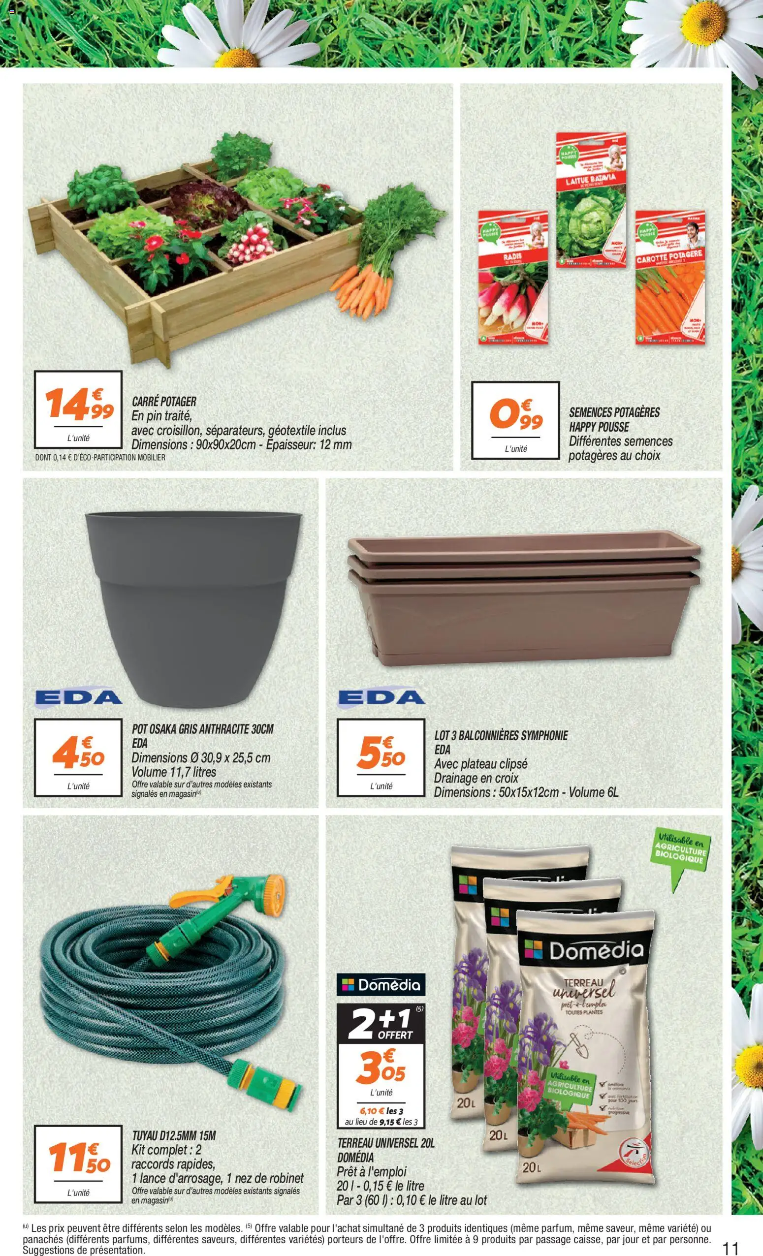 {H1} | Page: 11 | Produits: Robinet, Terreau, Tuyau, Carotte