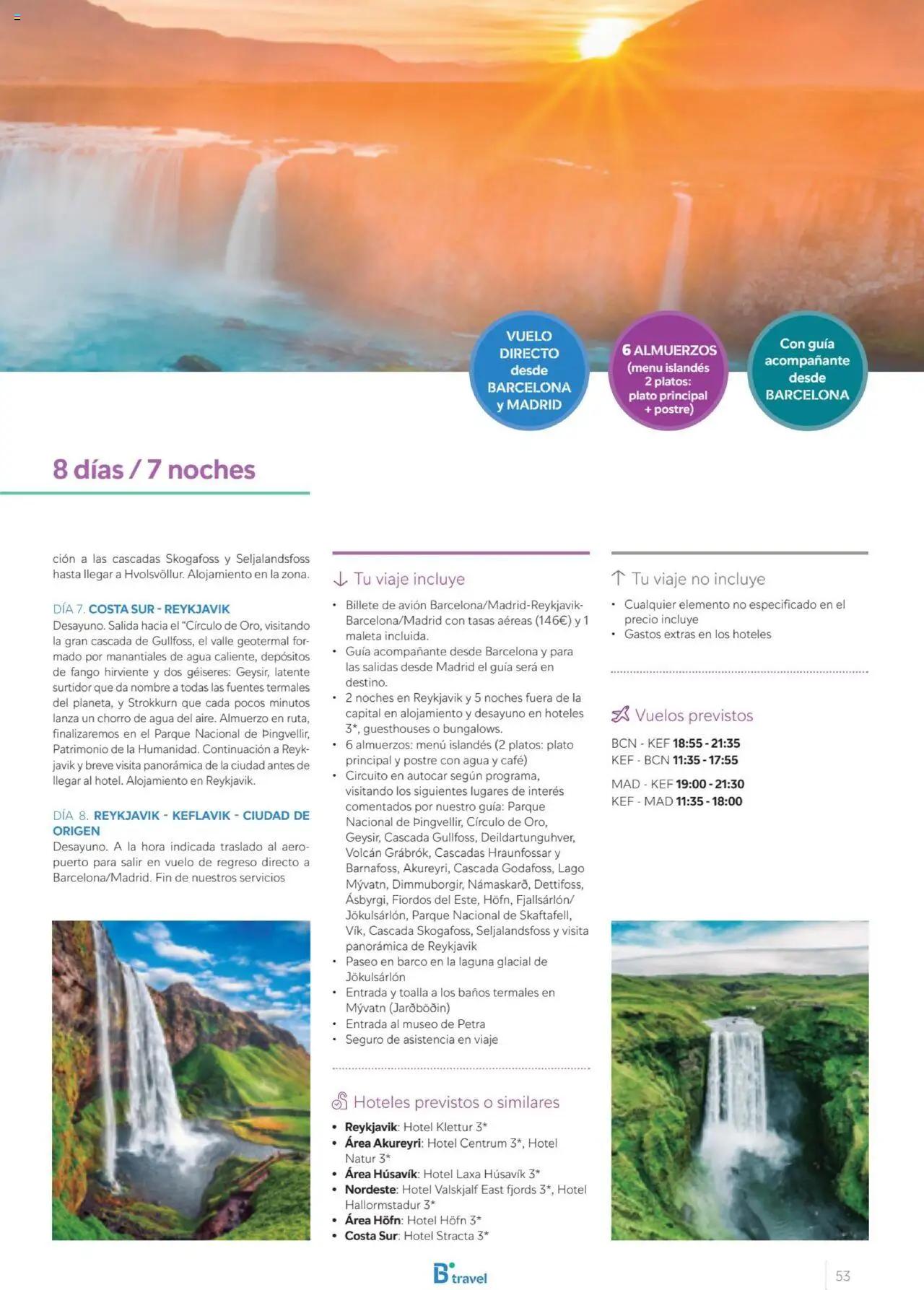 B the travel brand Viajeros Expertos Internacional 2026 │ válido desde el 03/10/2025 | Página: 53 | Productos: Postre, Café, Maleta, Agua