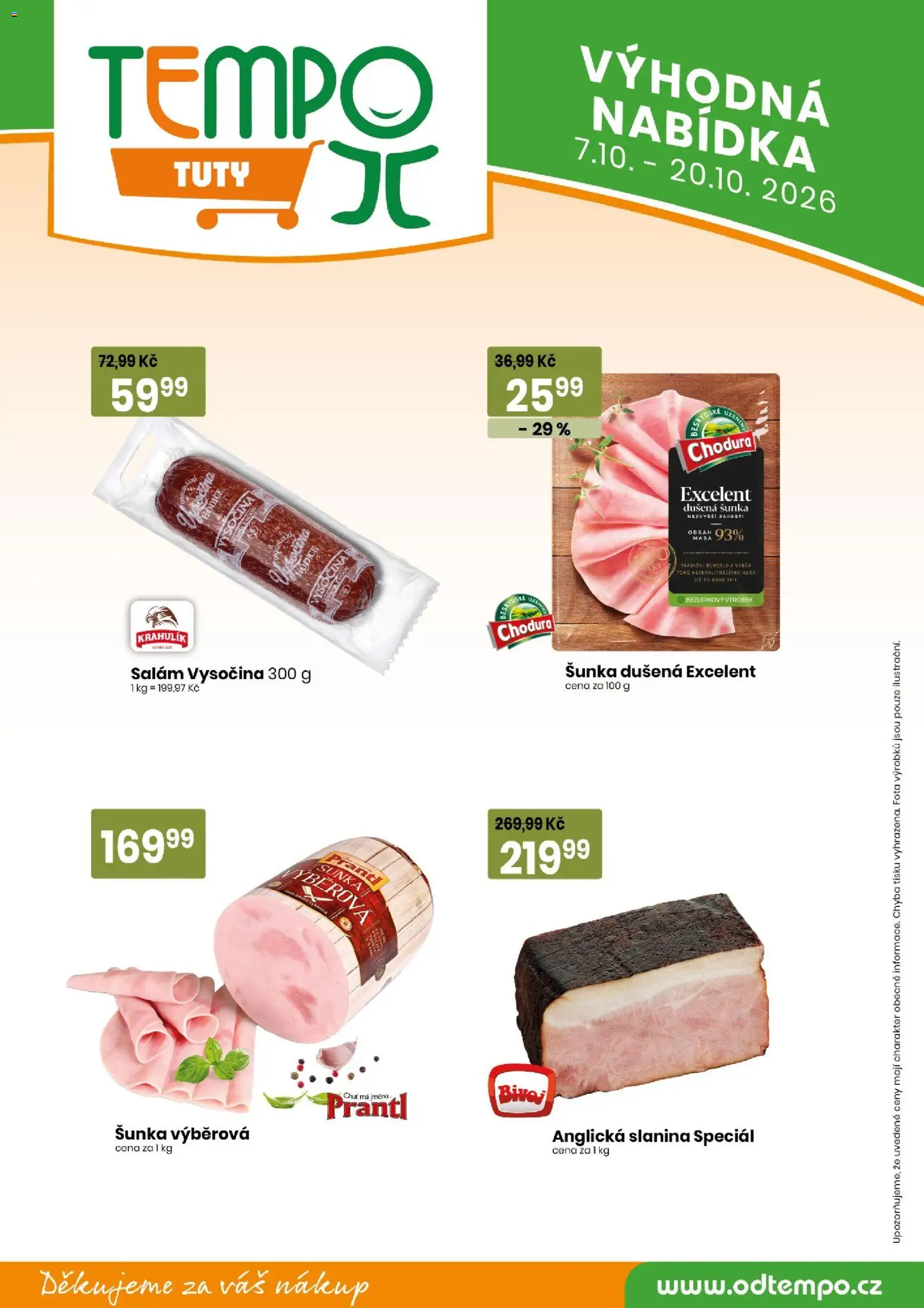 Tempo leták - Tuty od 07.10.2026 | Strana: 9 | Produkty: Salám, Šunka, Anglická slanina, Slanina