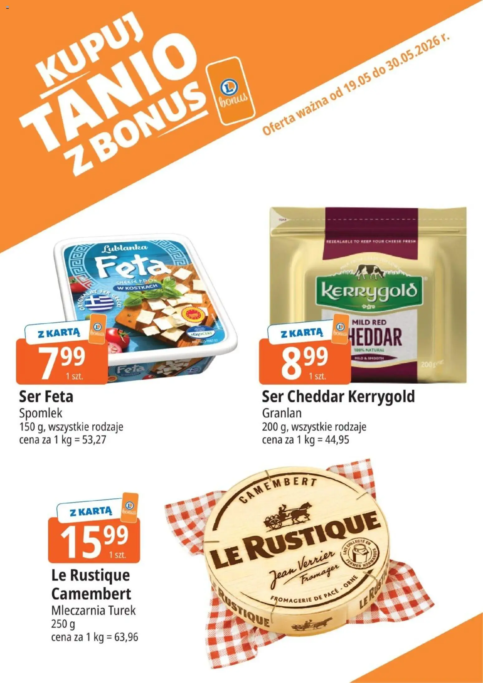 E.Leclerc gazetka - Kupony dodatkowe od 19.05.2026 | Strona: 6 | Produkty: Karta, Camembert, Ser feta, Ser cheddar