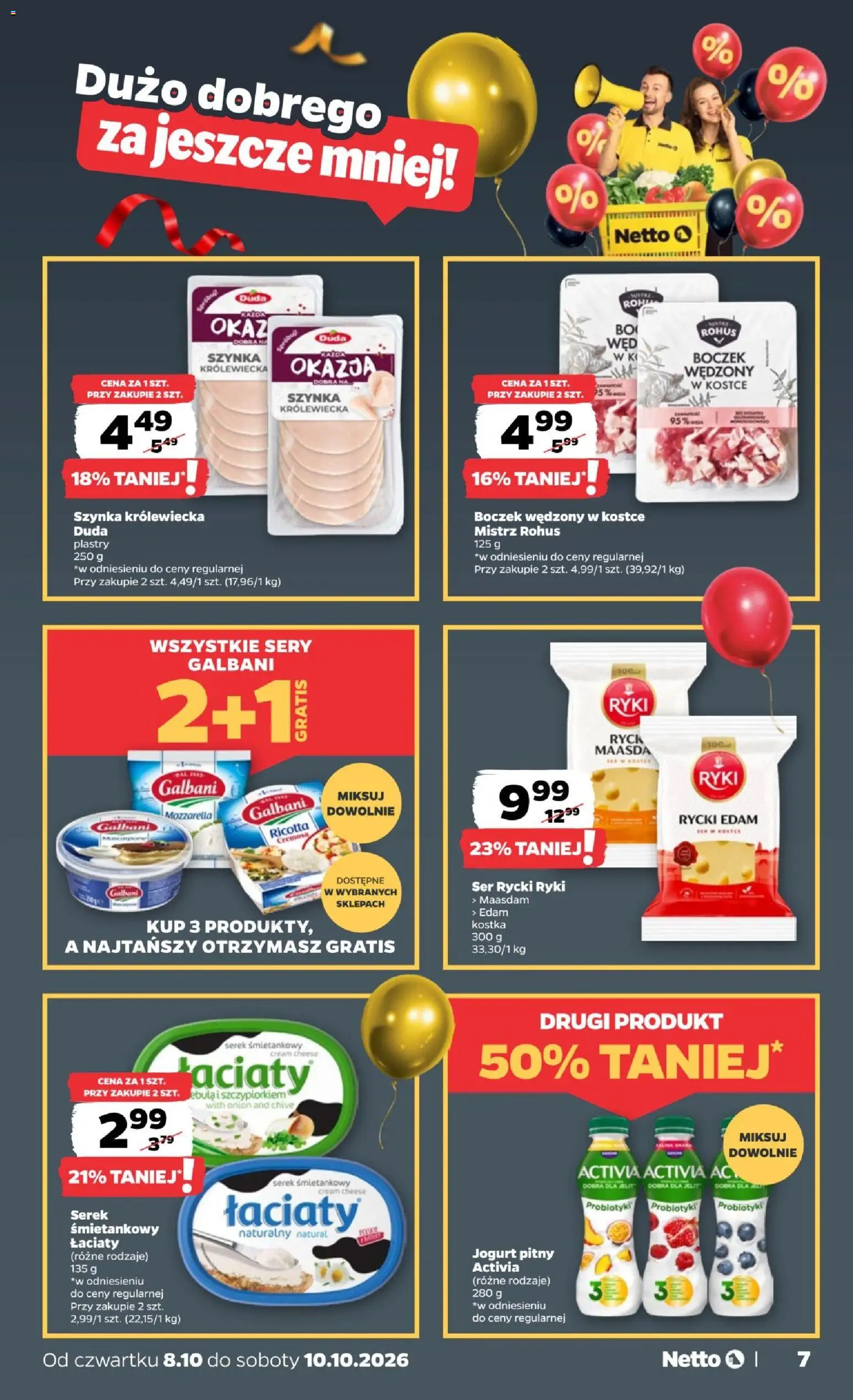 Netto gazetka od czwartku od 08.10.2026 | Strona: 7 | Produkty: Cream cheese, Boczek, Ricotta, Probiotyki