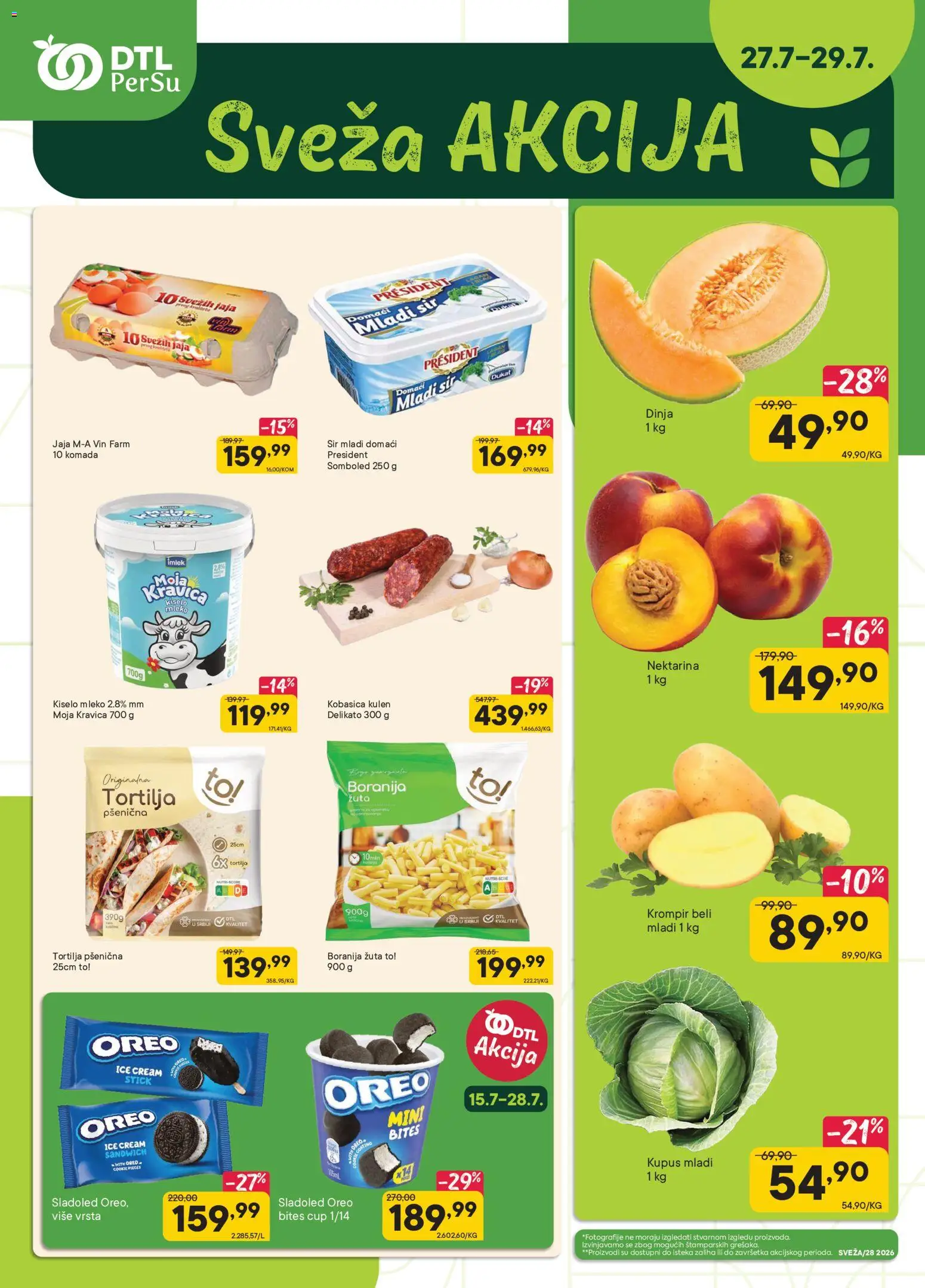 PerSu katalog - važi od 27.07.2026 | Strana: 1 | Proizvode: Sladoled, Kulen, Sir, Jaja