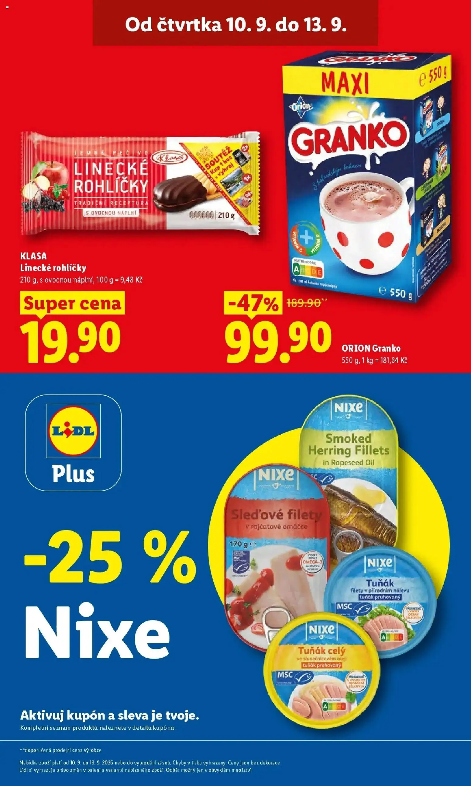 Lidl leták od 10.09.2026 - Nový akční leták | Strana: 5 | Produkty: Tuňák, Granko, Pec, Linecké rohlíčky