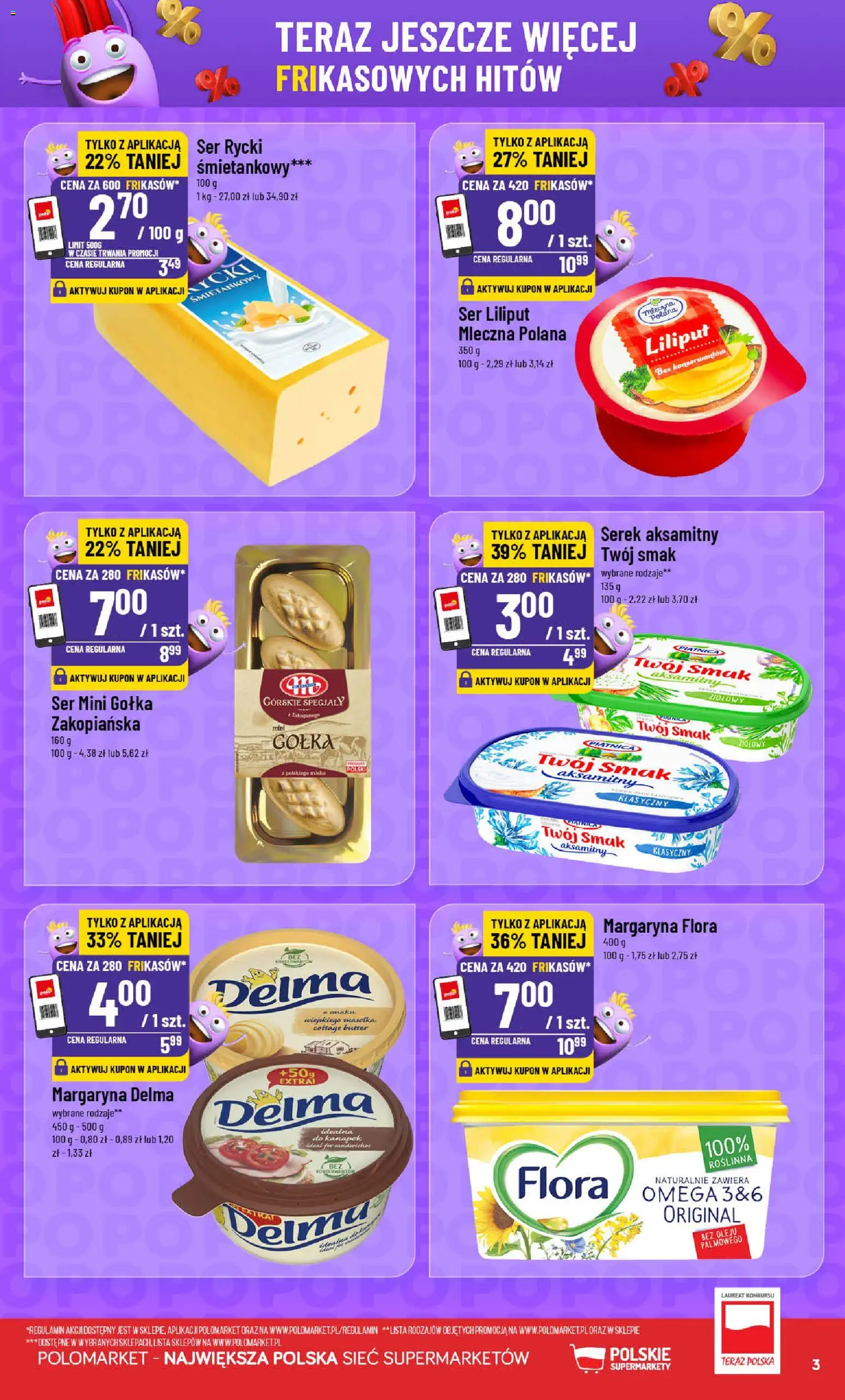POLOmarket gazetka - Frikasowe Hity od 06.05.2026 | Strona: 3 | Produkty: Serek, Mleka, Margaryna, Ser