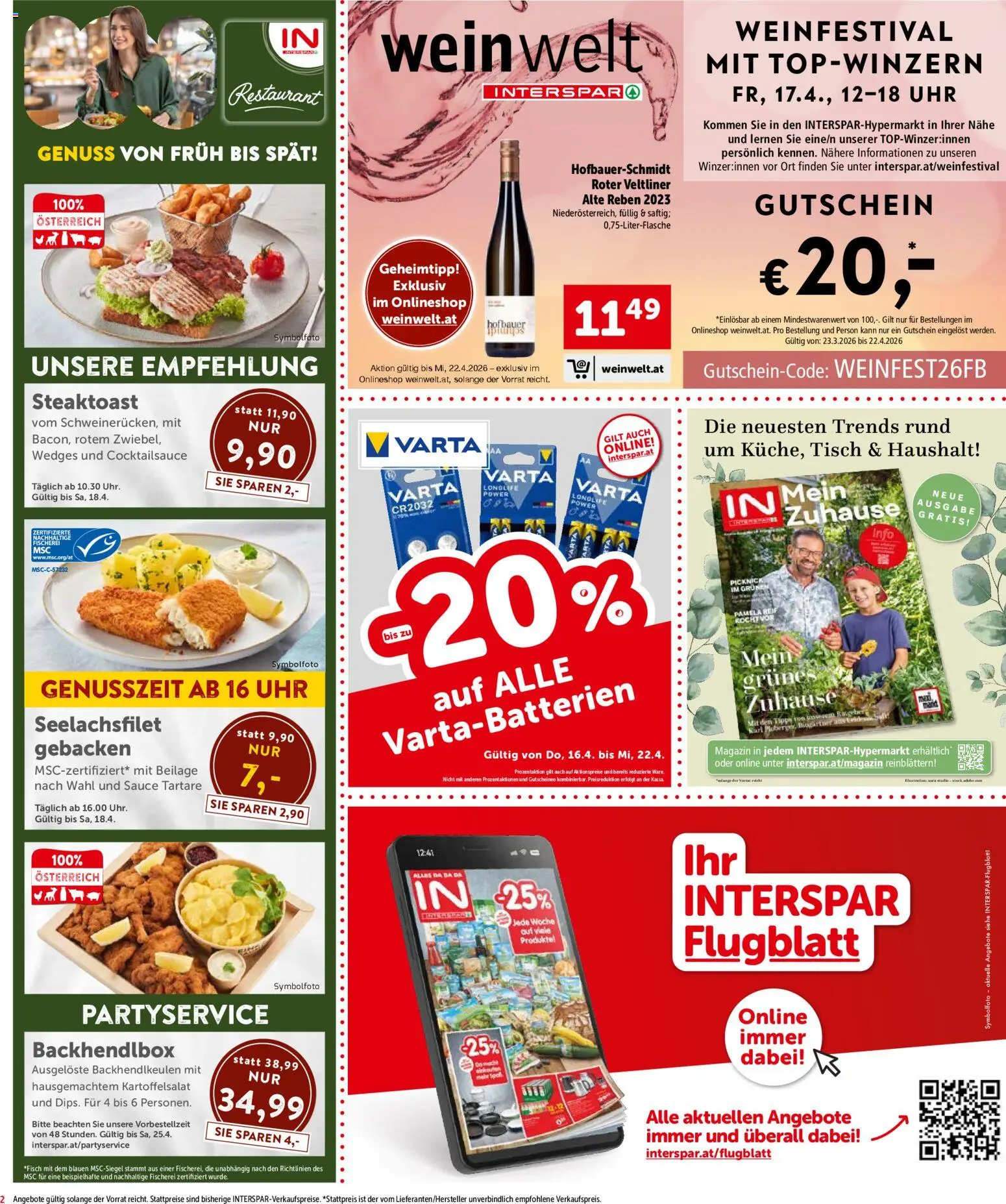 Interspar Flugblatt - Kärnten gültig ab 16.04.2026 | Seite: 2 | Produkte: Uhr, Tisch